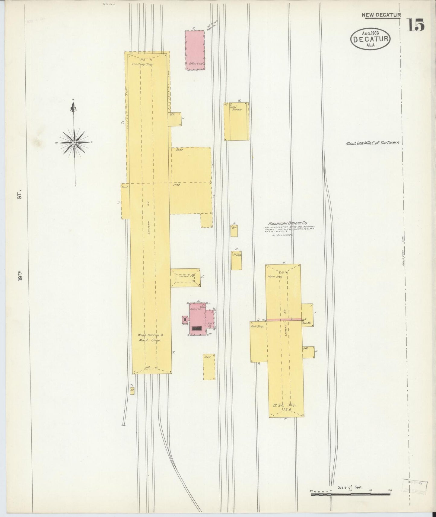 Sanborn Fire Insurance Map from Decatur, Morgan County, Alabama (1903), Sheet #0015 - Historic Sanborn Fire Insurance Map Print, vintage old map wall art, antique decor, genealogy gift, Alabama Alabama map