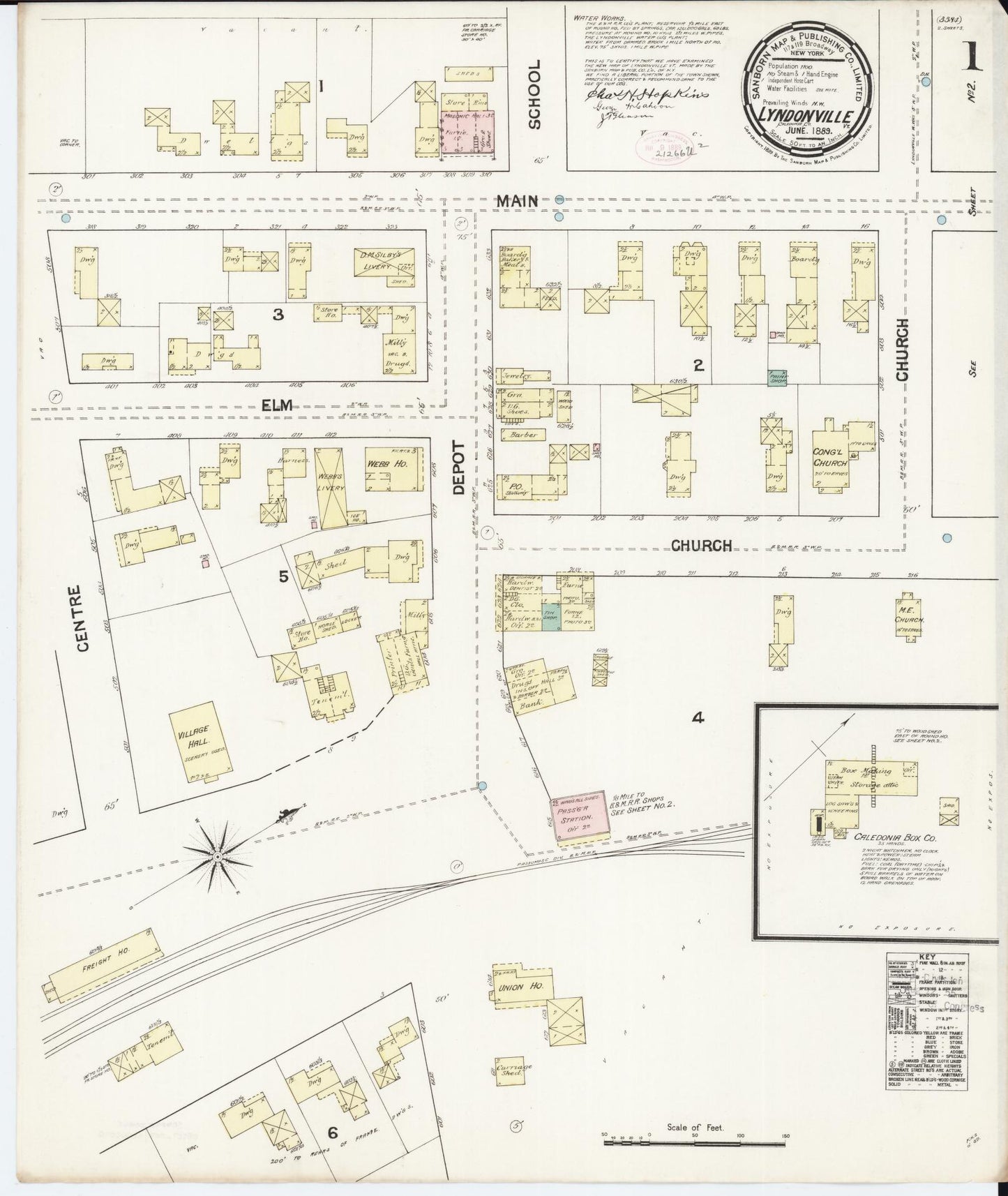 Sanborn Fire Insurance Map from Lyndonville, Caledonia County, Vermont. (1889) – Historic Sanborn Fire Insurance Map Print