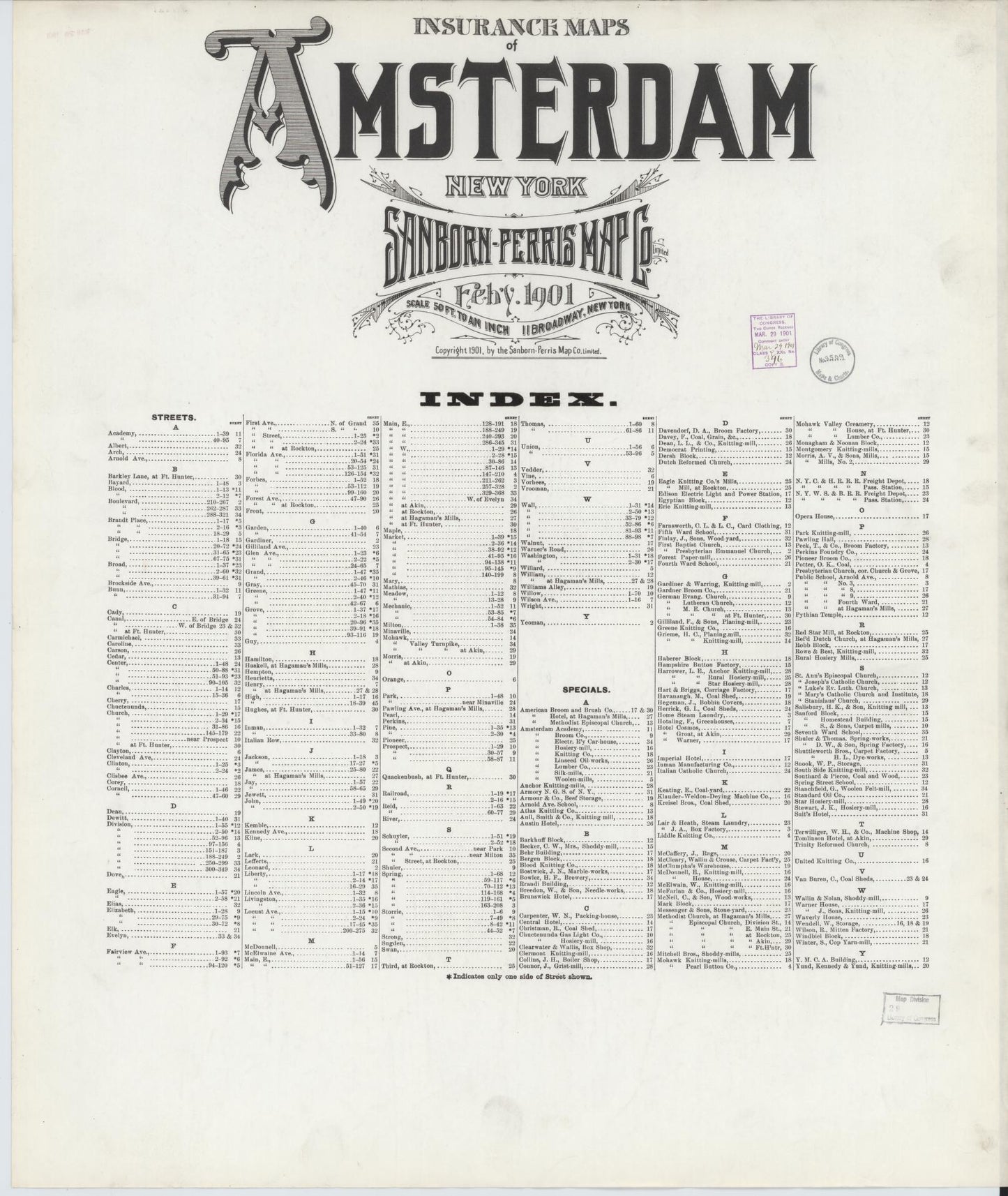 Sanborn Fire Insurance Map from Amsterdam, Montgomery County, New York. (1901) – Historic Sanborn Fire Insurance Map Print
