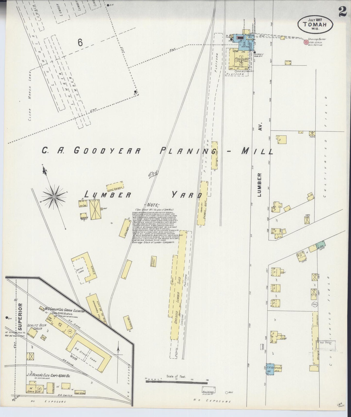 Sanborn Fire Insurance Map from Tomah, Monroe County, Wisconsin (1897), Sheet #0002 - Historic Sanborn Fire Insurance Map Print, vintage old map wall art, antique decor, genealogy gift, Wisconsin Wisconsin map