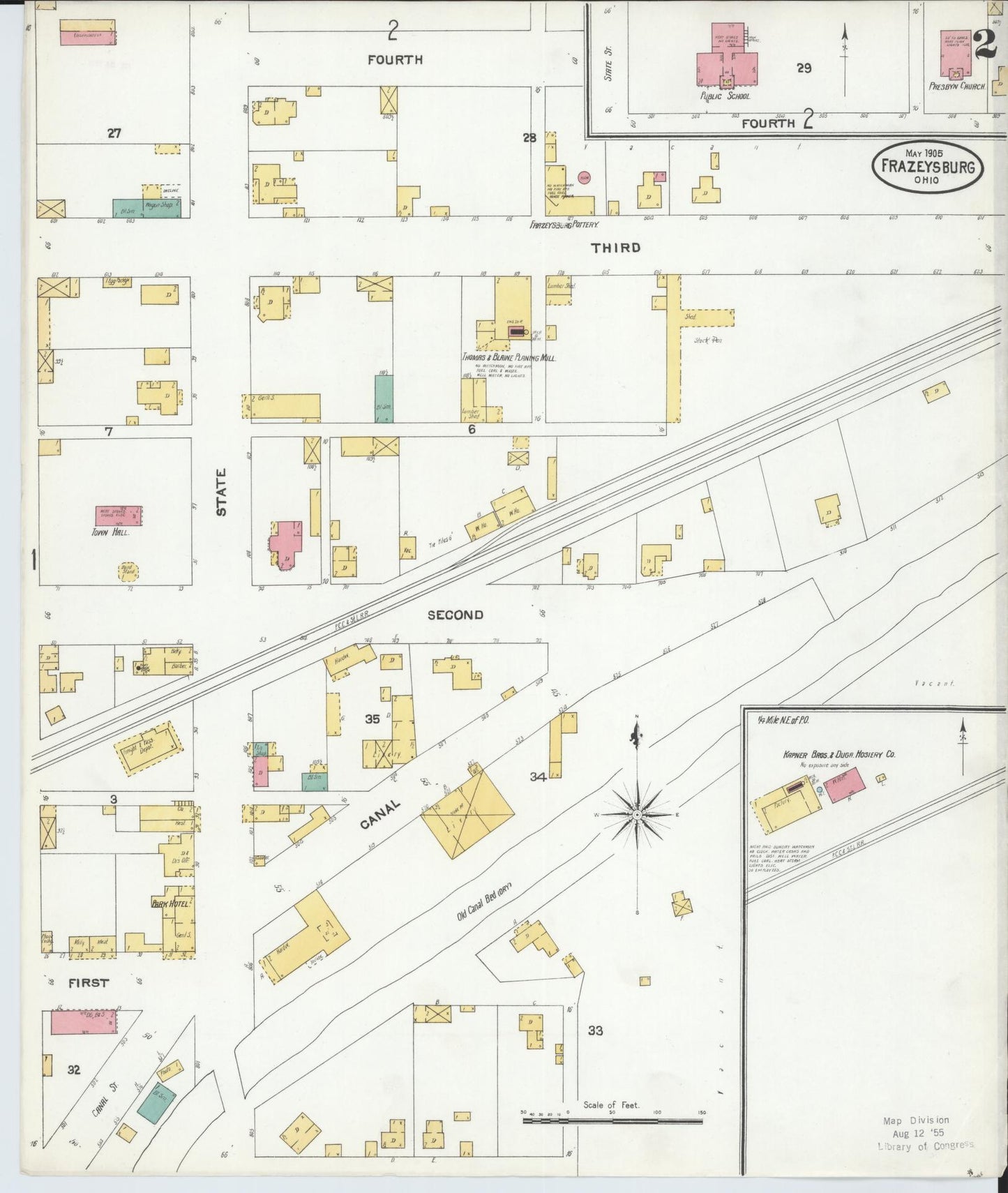 Sanborn Fire Insurance Map from Frazeysburg, Muskingum County, Ohio (1905), Sheet #0002 - Complete Map Set gallery image, historic Sanborn map, vintage wall art, Ohio Ohio