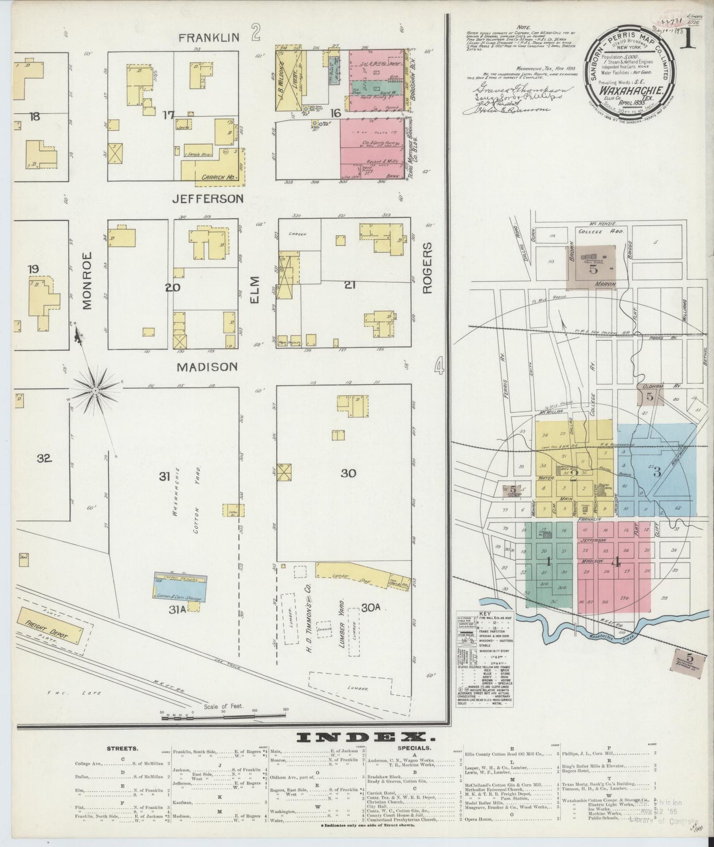 Sanborn Fire Insurance Map from Waxahachie, Ellis County, Texas. (1893) – Historic Sanborn Fire Insurance Map Print