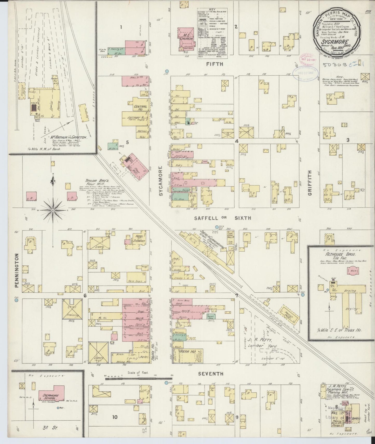 Sanborn Fire Insurance Map from Sycamore, Wyandot County, Ohio (1897), Sheet #0001 - Historic Sanborn Fire Insurance Map Print, vintage old map wall art, antique decor, genealogy gift, Ohio Ohio map