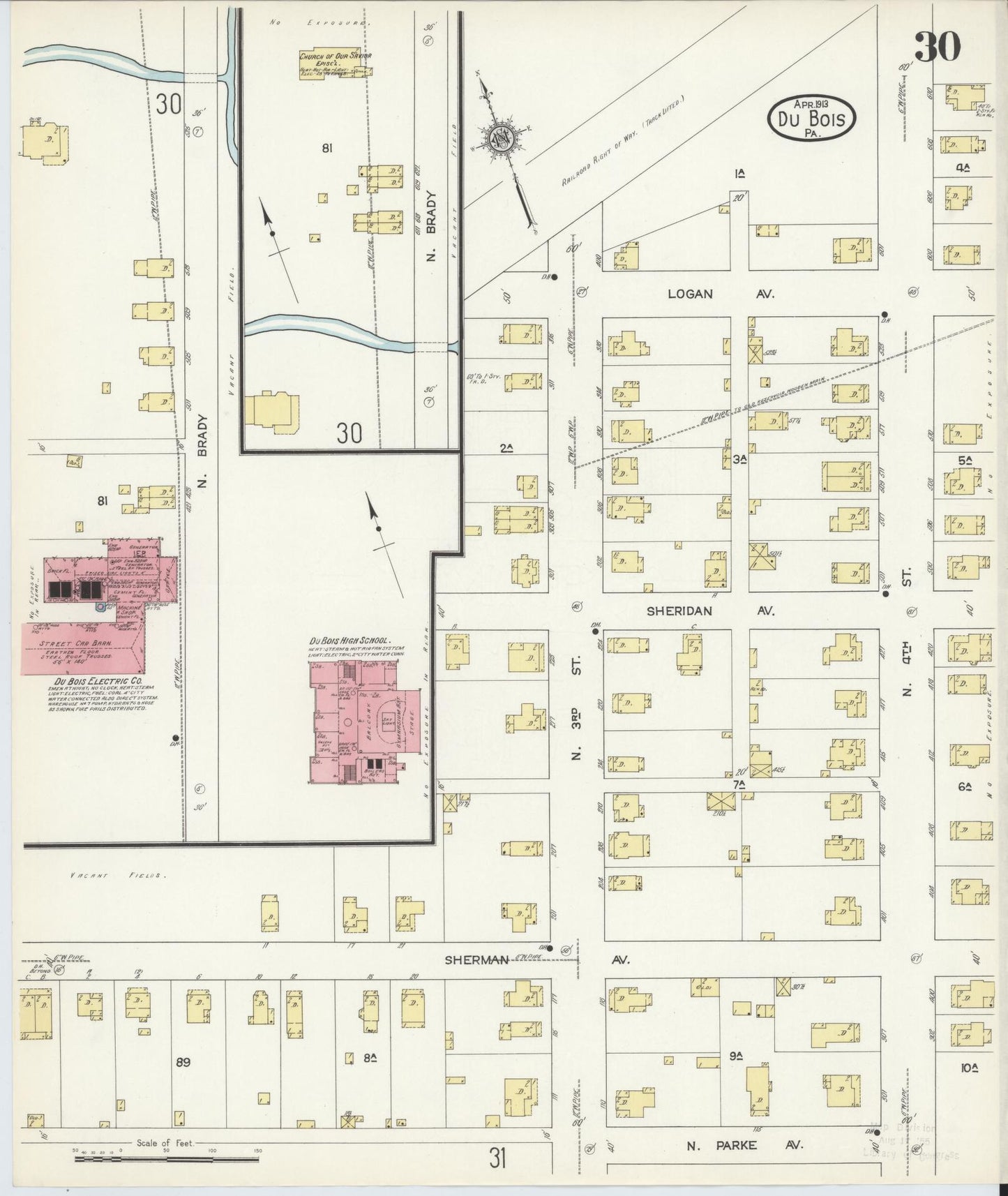 Sanborn Fire Insurance Map from Du Bois, Clearfield County, Pennsylvania (1913), Sheet #0030 - Historic Sanborn Fire Insurance Map Print, vintage old map wall art, antique decor, genealogy gift, Pennsylvania Pennsylvania map