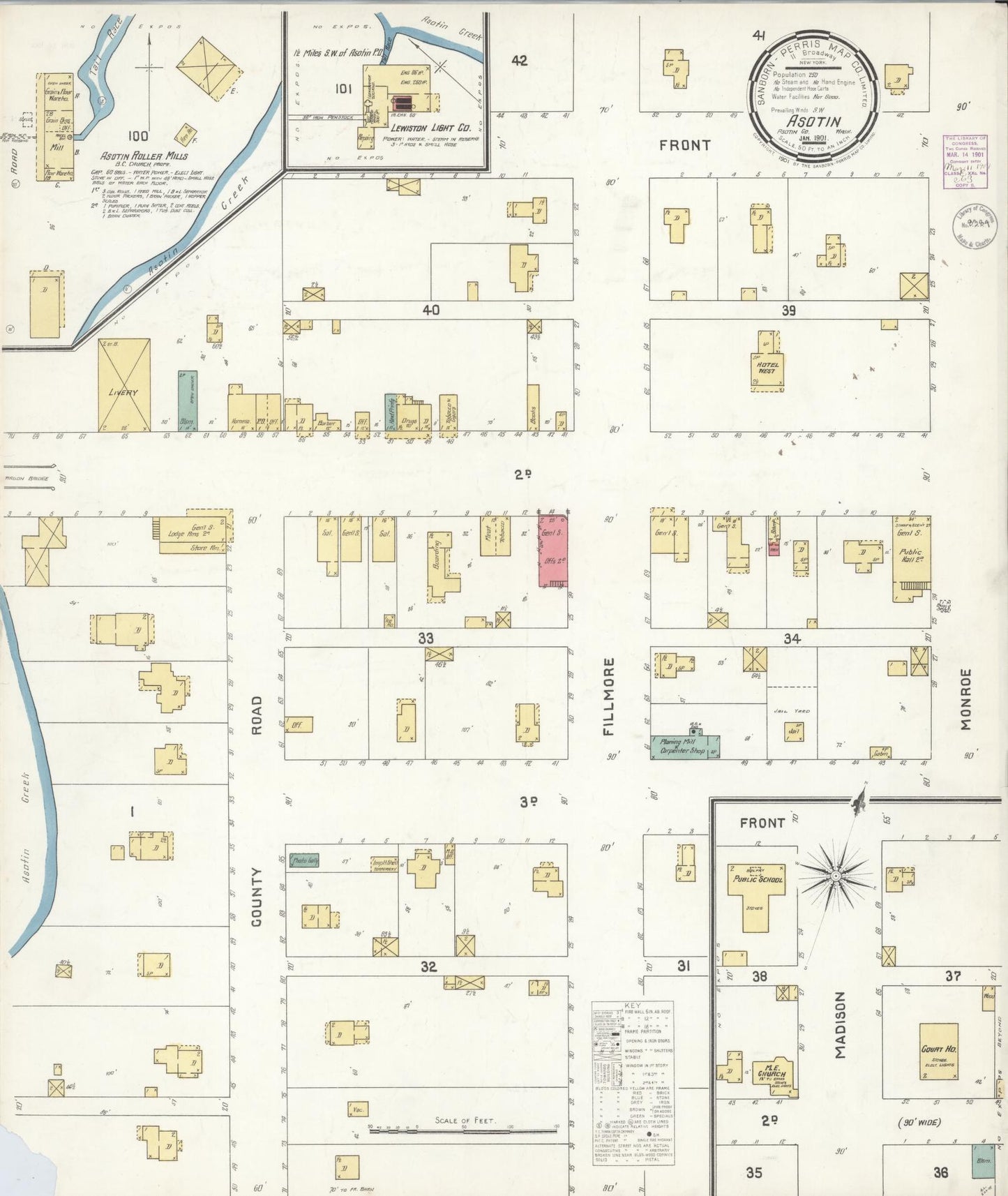 Sanborn Fire Insurance Map from Asotin, Asotin County, Washington (1901), Sheet #0001 - Historic Sanborn Fire Insurance Map Print, vintage old map wall art, antique decor, genealogy gift, Washington Washington map