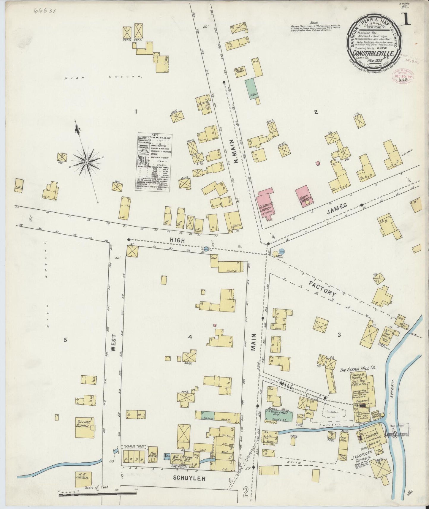 Sanborn Fire Insurance Map from Constableville, Lewis County, New York. (1895) – Historic Sanborn Fire Insurance Map Print