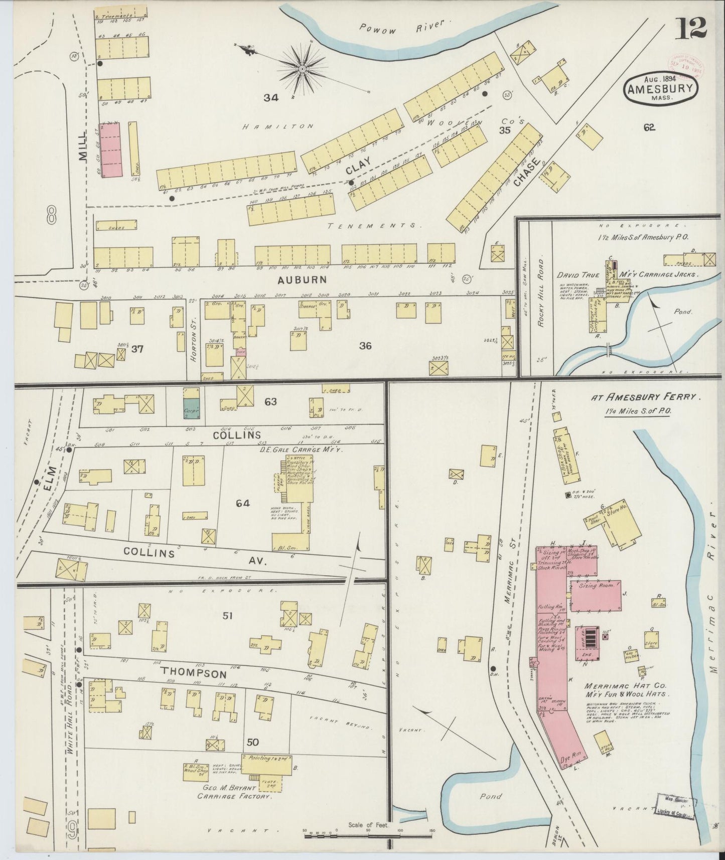Sanborn Fire Insurance Map from Amesbury, Essex County, Massachusetts (1894), Sheet #0012 - Complete Map Set gallery image, historic Sanborn map, vintage wall art, Massachusetts Massachusetts