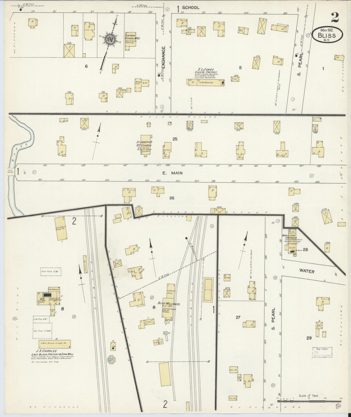 Sanborn Fire Insurance Map from Bliss, Wyoming County, New York (1912), Sheet #0002 - Historic Sanborn Fire Insurance Map Print, vintage old map wall art, antique decor, genealogy gift, Bliss Wyoming map