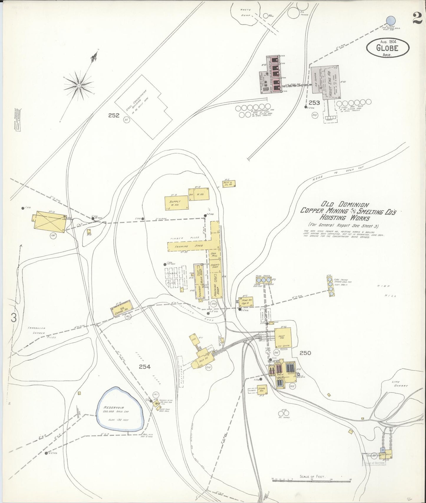 Sanborn Fire Insurance Map from Globe, Gila County, Arizona (1904), Sheet #0002 - Historic Sanborn Fire Insurance Map Print, vintage old map wall art, antique decor, genealogy gift, Arizona Arizona map