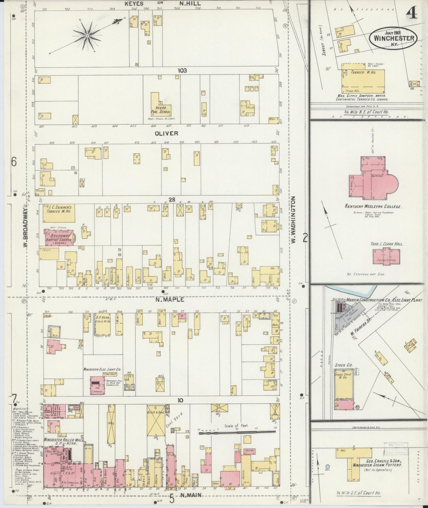 Sanborn Fire Insurance Map from Winchester, Clark County, Kentucky (1901), Sheet #0004 - Historic Sanborn Fire Insurance Map Print, vintage old map wall art, antique decor, genealogy gift, Kentucky Kentucky map