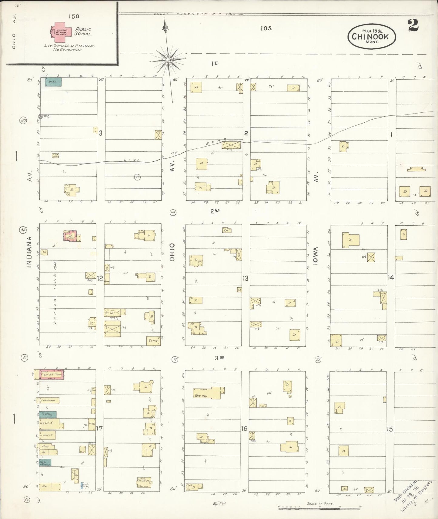 Sanborn Fire Insurance Map from Chinook, Blaine County, Montana (1900), Sheet #0002 - Complete Map Set gallery image, historic Sanborn map, vintage wall art, Montana Montana