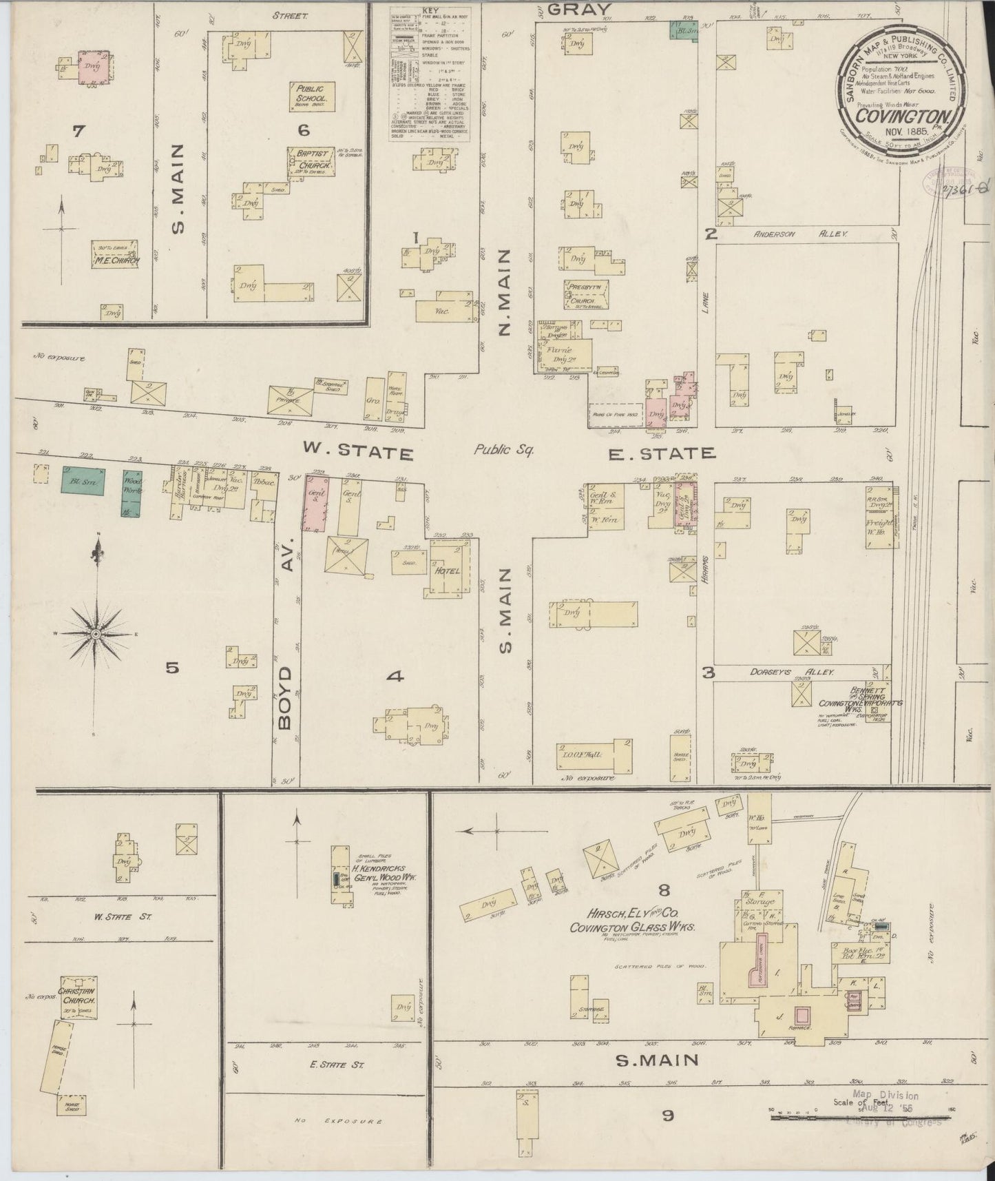 Sanborn Fire Insurance Map from Covington, Tioga County, Pennsylvania (1885), Sheet #0001 - Historic Sanborn Fire Insurance Map Print, vintage old map wall art, antique decor, genealogy gift, Pennsylvania Pennsylvania map