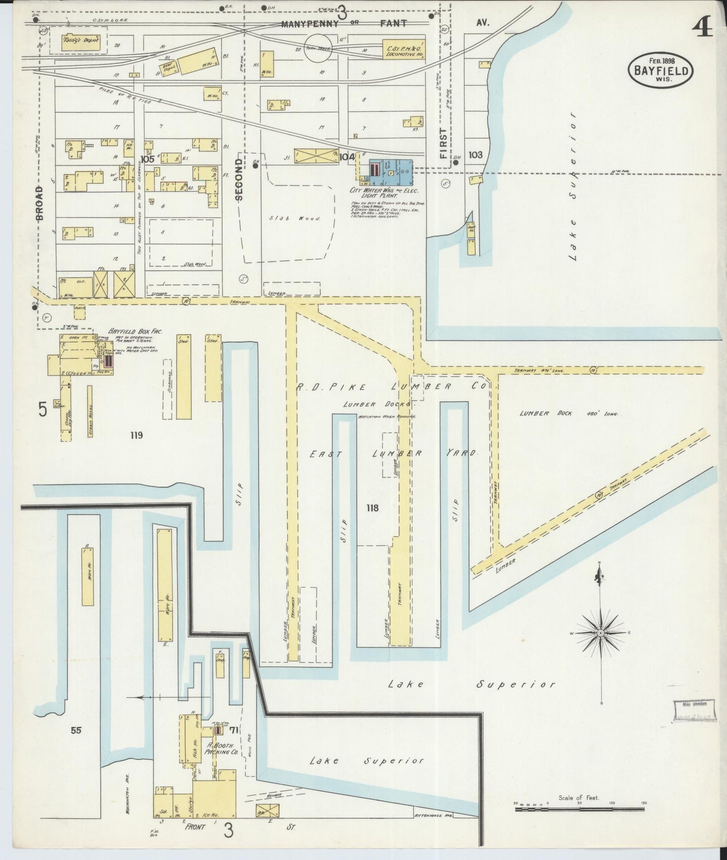 Sanborn Fire Insurance Map from Bayfield, Bayfield County, Wisconsin (1898), Sheet #0004 - Historic Sanborn Fire Insurance Map Print, vintage old map wall art, antique decor, genealogy gift, Wisconsin Wisconsin map