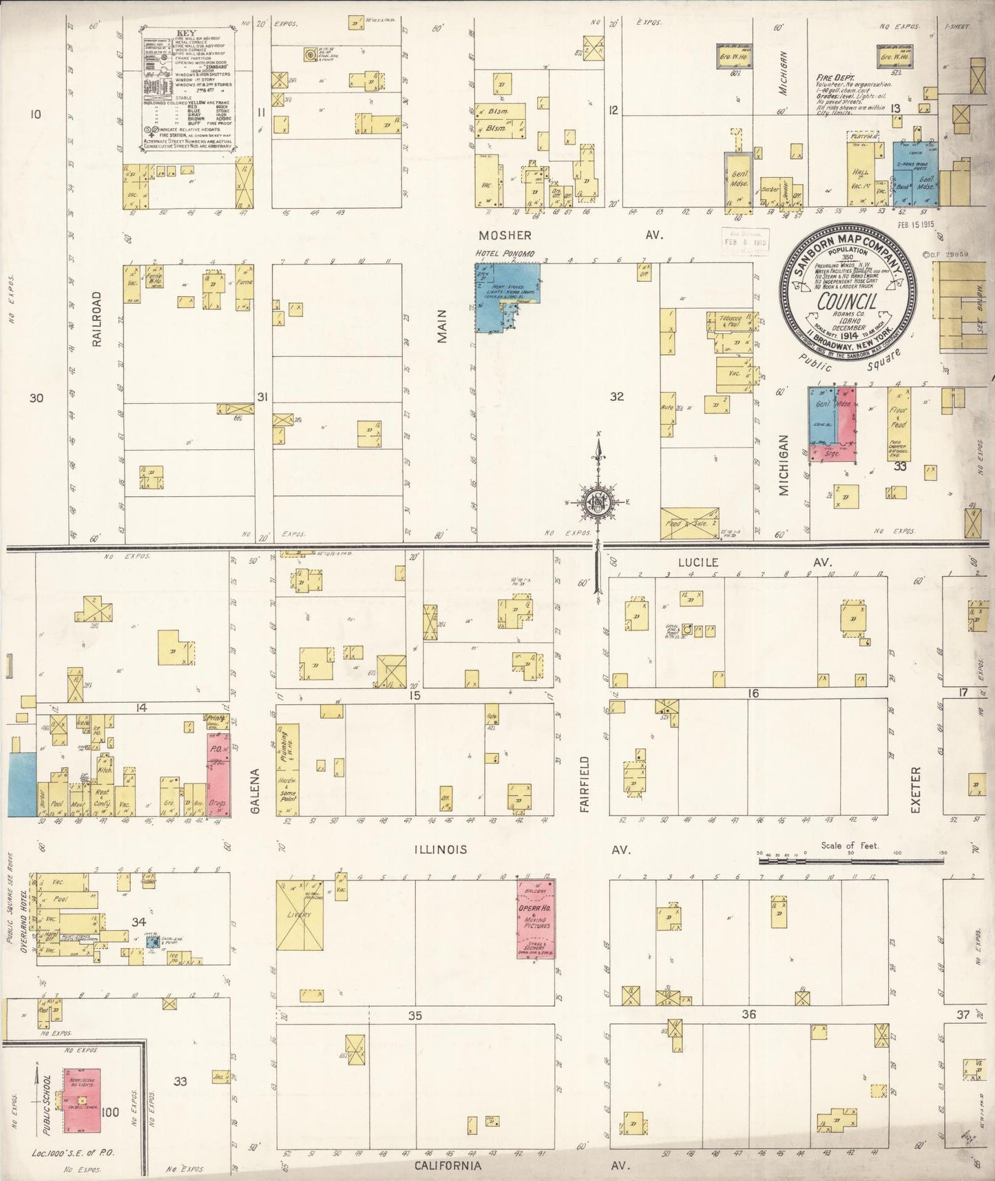 Sanborn Fire Insurance Map from Council, Adams County, Idaho (1914), Sheet #0001 - Historic Sanborn Fire Insurance Map Print, vintage old map wall art, antique decor, genealogy gift, Idaho Idaho map