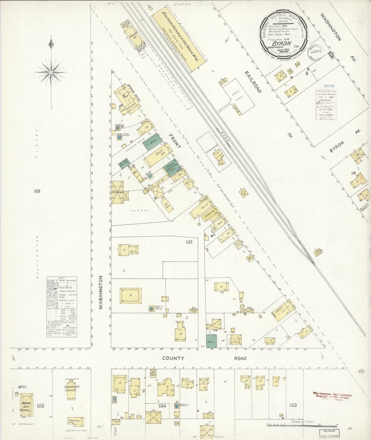 Sanborn Fire Insurance Map from Byron, Contra Costa County, California (1900), Sheet #0001 - Historic Sanborn Fire Insurance Map Print, vintage old map wall art, antique decor, genealogy gift, California California map