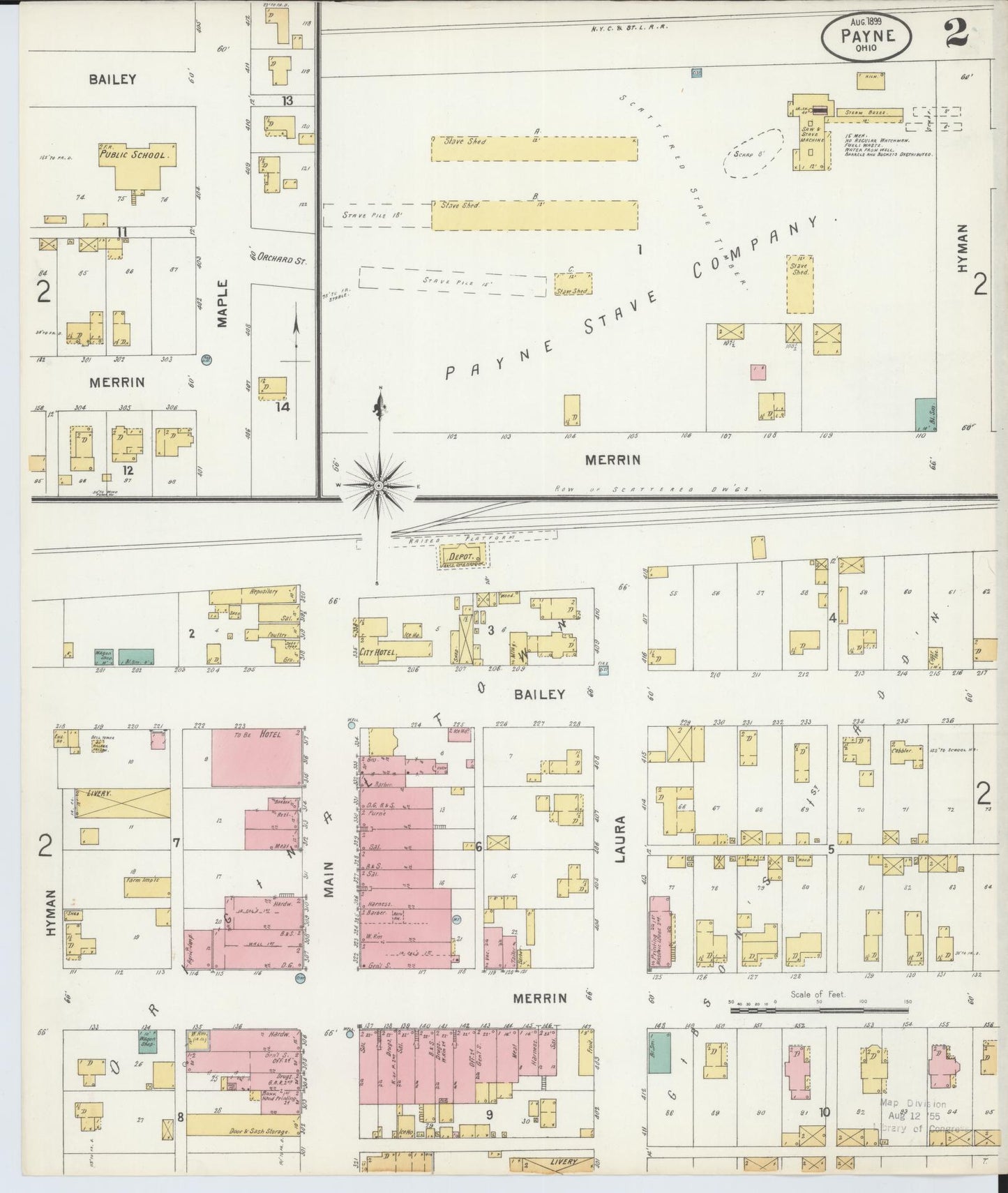 Sanborn Fire Insurance Map from Payne, Paulding County, Ohio (1899), Sheet #0002 - Complete Map Set gallery image, historic Sanborn map, vintage wall art, Ohio Ohio