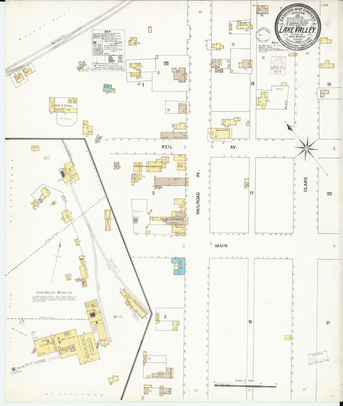 Sanborn Fire Insurance Map from Lake Valley, Sierra County, New Mexico (1902), Sheet #0001 - Historic Sanborn Fire Insurance Map Print, vintage old map wall art, antique decor, genealogy gift, New Mexico New Mexico map