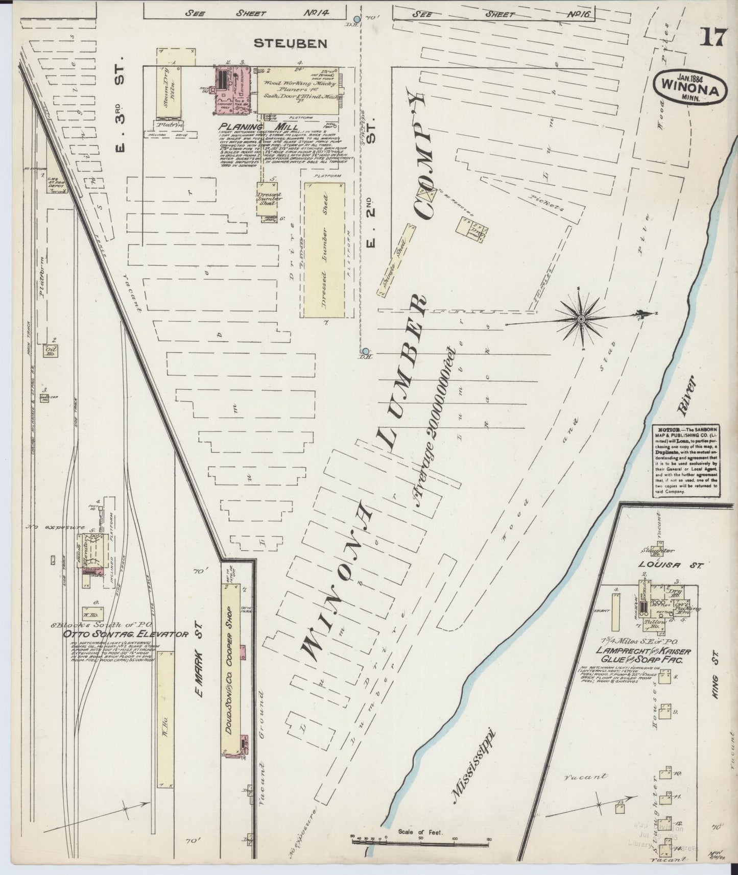 Sanborn Fire Insurance Map from Winona, Winona County, Minnesota (1884), Sheet #0017 - Complete Map Set gallery image, historic Sanborn map, vintage wall art, Minnesota Minnesota