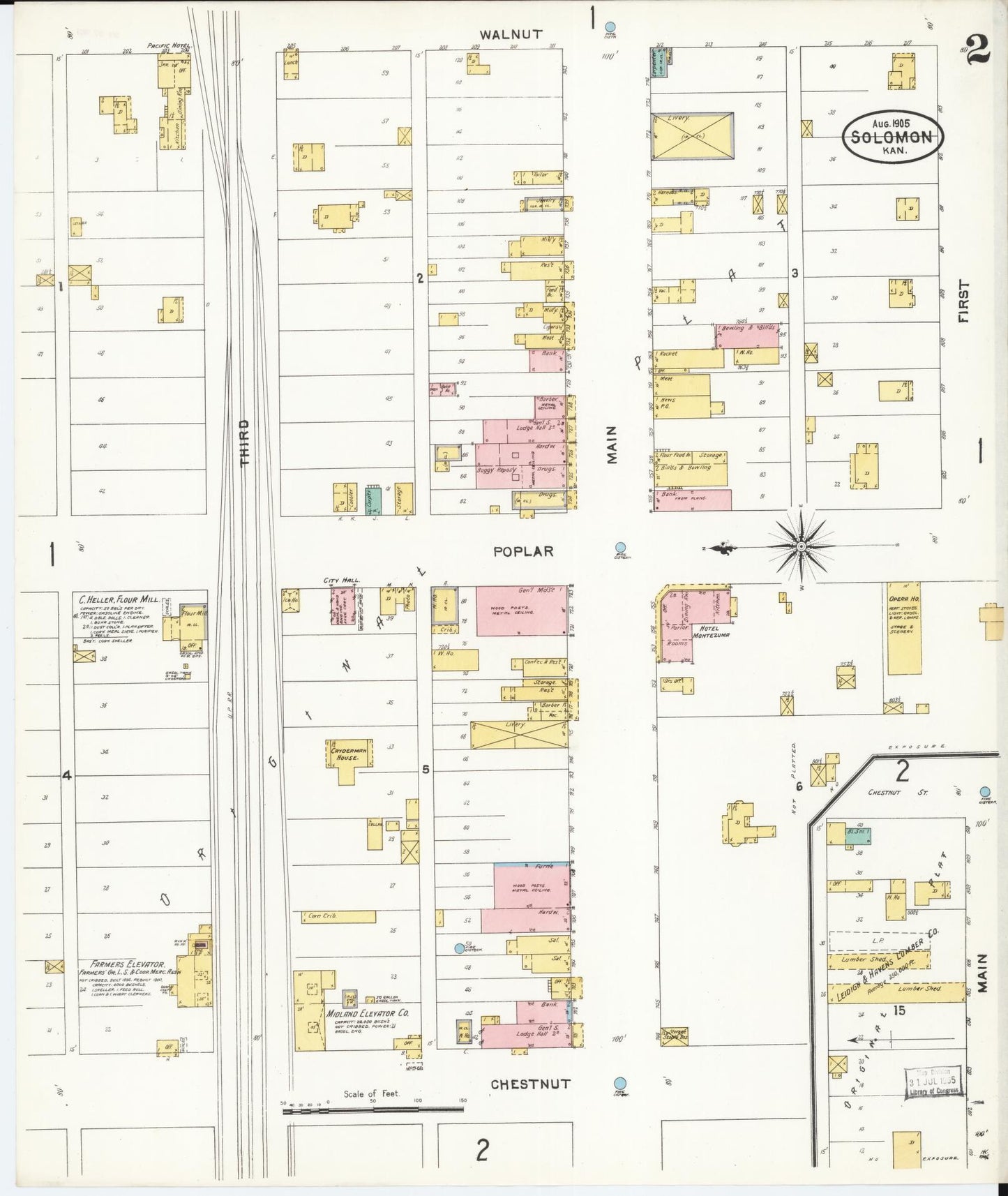 Sanborn Fire Insurance Map from Solomon, Dickinson County, Kansas (1905), Sheet #0002 - Complete Map Set gallery image, historic Sanborn map, vintage wall art, Kansas Kansas