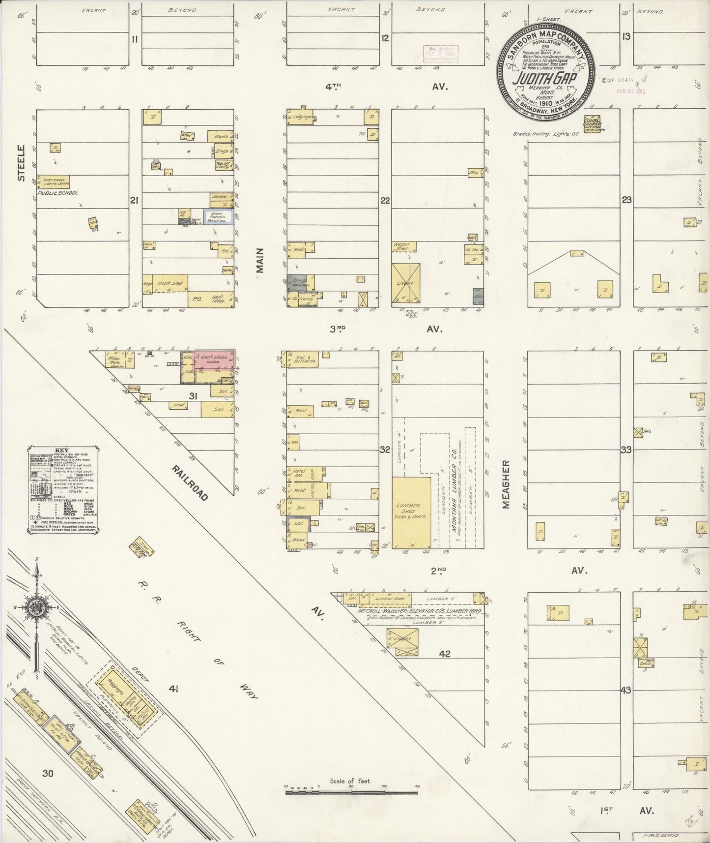 Sanborn Fire Insurance Map from Judith Gap, Wheatland County, Montana (1910), Sheet #0001 - Historic Sanborn Fire Insurance Map Print, vintage old map wall art, antique decor, genealogy gift, Montana Montana map