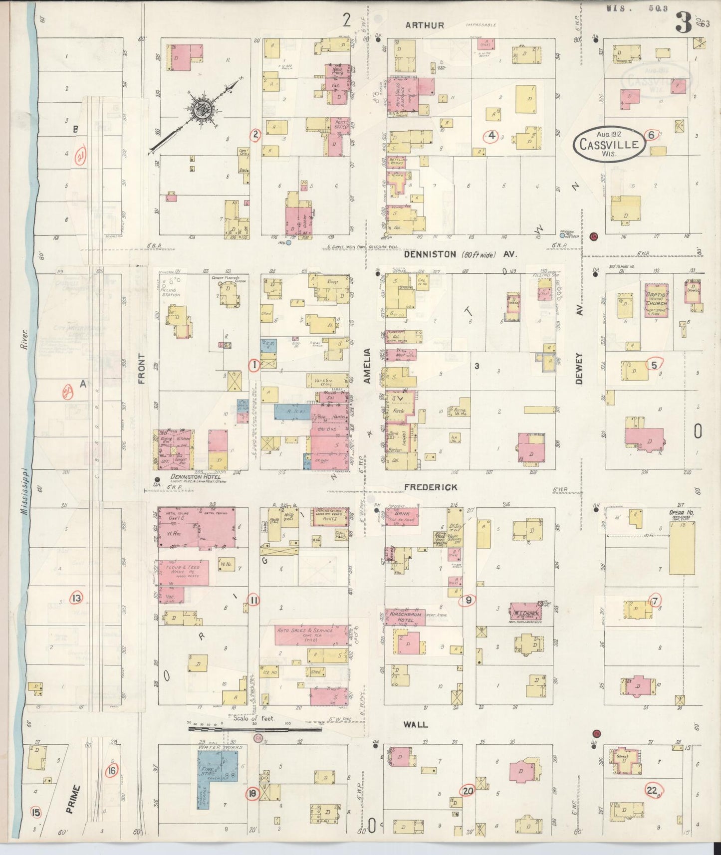 Sanborn Fire Insurance Map from Cassville, Grant County, Wisconsin (1932), Sheet #0003 - Complete Map Set gallery image, historic Sanborn map, vintage wall art, Wisconsin Wisconsin