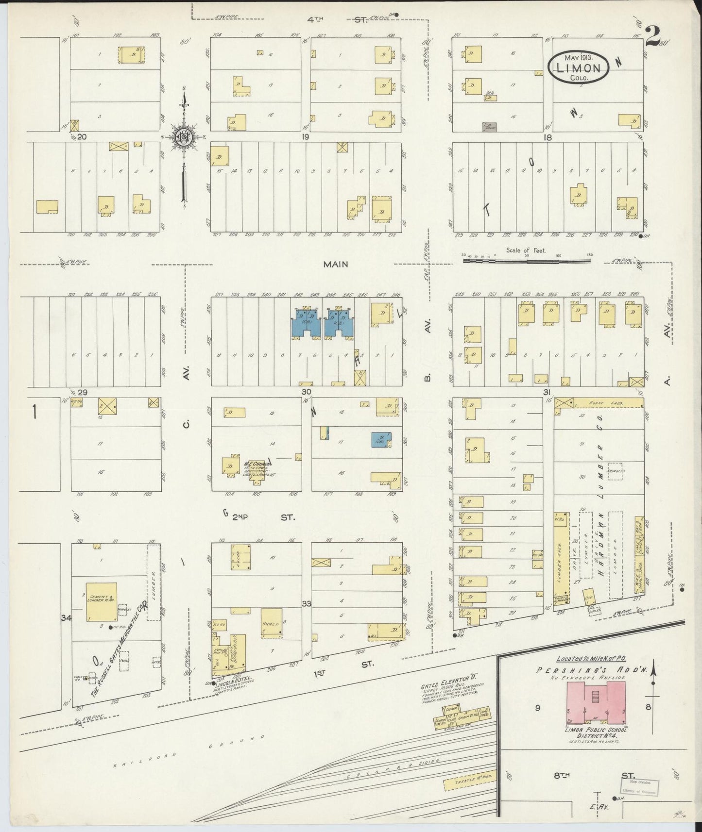 Sanborn Fire Insurance Map from Limon, Lincoln County, Colorado (1913), Sheet #0002 - Historic Sanborn Fire Insurance Map Print, vintage old map wall art, antique decor, genealogy gift, Colorado Colorado map