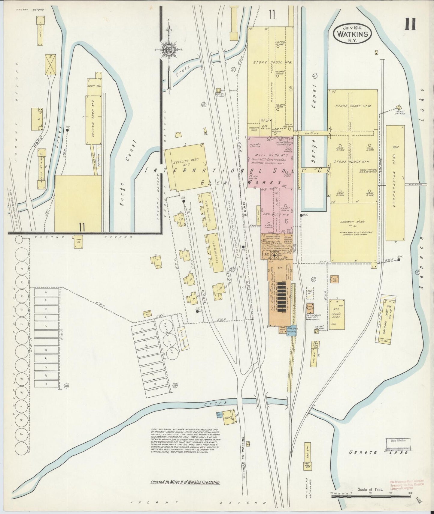 Sanborn Fire Insurance Map from Watkins Glen, Schuyler County, New York (1914), Sheet #0011 - Complete Map Set gallery image, historic Sanborn map, vintage wall art, New York New York