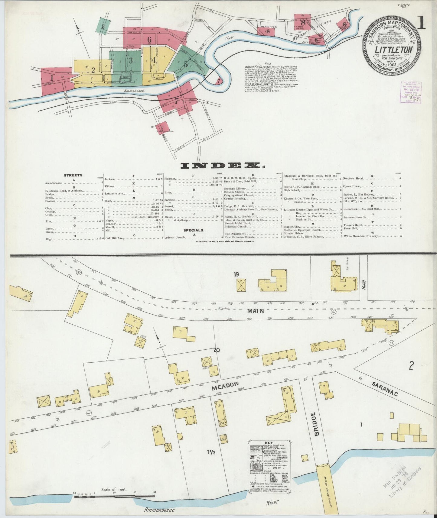 Sanborn Fire Insurance Map from Littleton, Grafton County, New Hampshire. (1905) – Historic Sanborn Fire Insurance Map Print