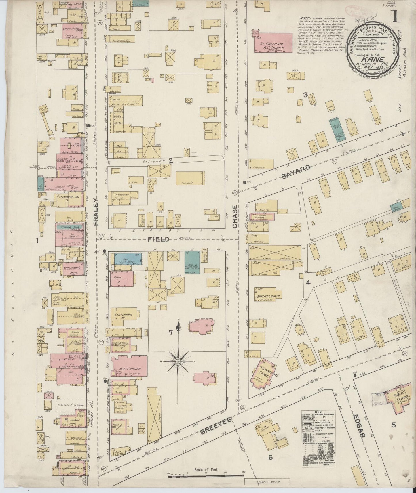 Sanborn Fire Insurance Map from Kane, McKean County, Pennsylvania. (1892) – Historic Sanborn Fire Insurance Map Print