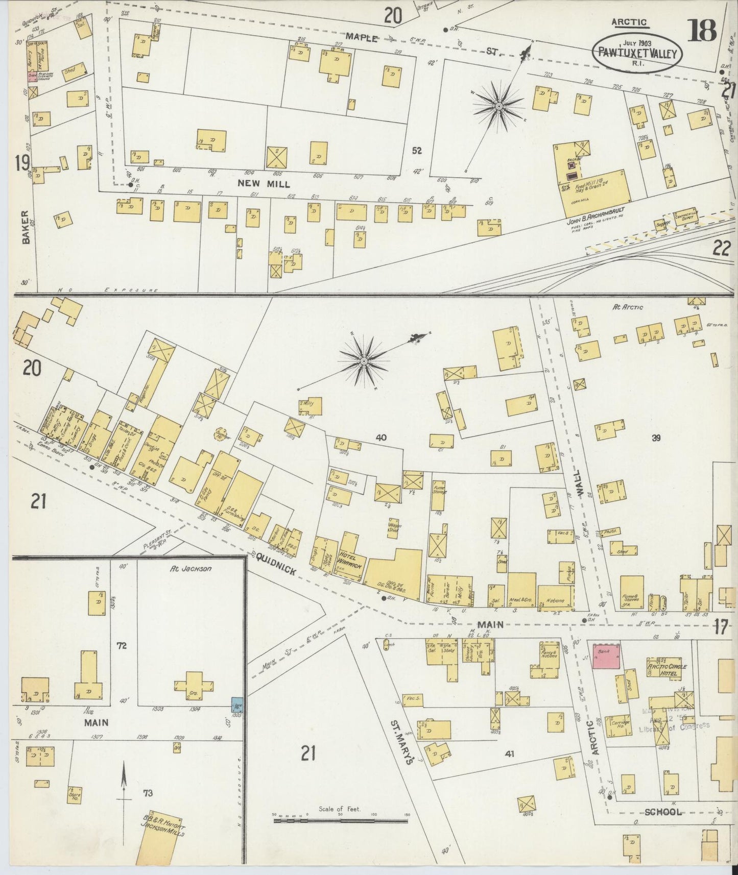 Sanborn Fire Insurance Map from Pawtuxet Valley, Kent and Providence Counties, Rhode Island (1903), Sheet #0018 - Historic Sanborn Fire Insurance Map Print, vintage old map wall art, antique decor, genealogy gift, Washington Washington map