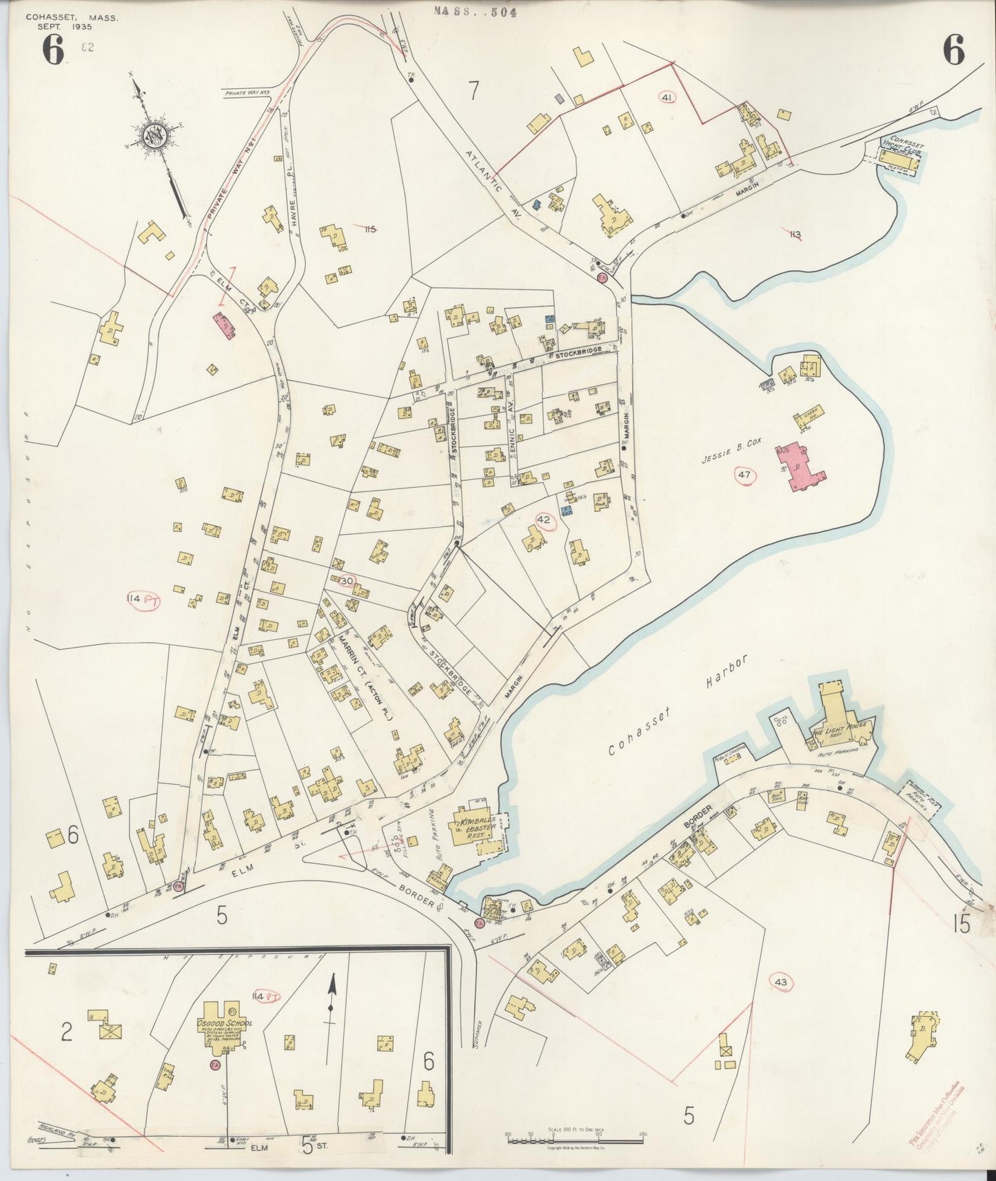 Sanborn Fire Insurance Map from Cohasset, Norfolk County, Massachusetts (1940), Sheet #0006 - Historic Sanborn Fire Insurance Map Print, vintage old map wall art, antique decor, genealogy gift, Massachusetts Massachusetts map
