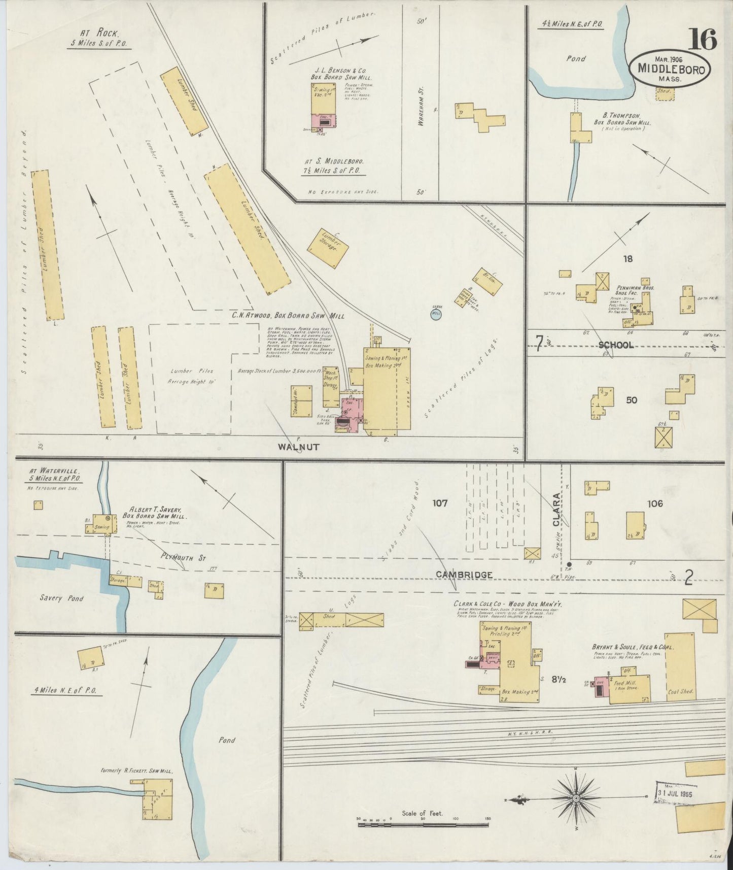 Sanborn Fire Insurance Map from Middleboro, Plymouth County, Massachusetts (1906), Sheet #0016 - Complete Map Set gallery image, historic Sanborn map, vintage wall art, Massachusetts Massachusetts