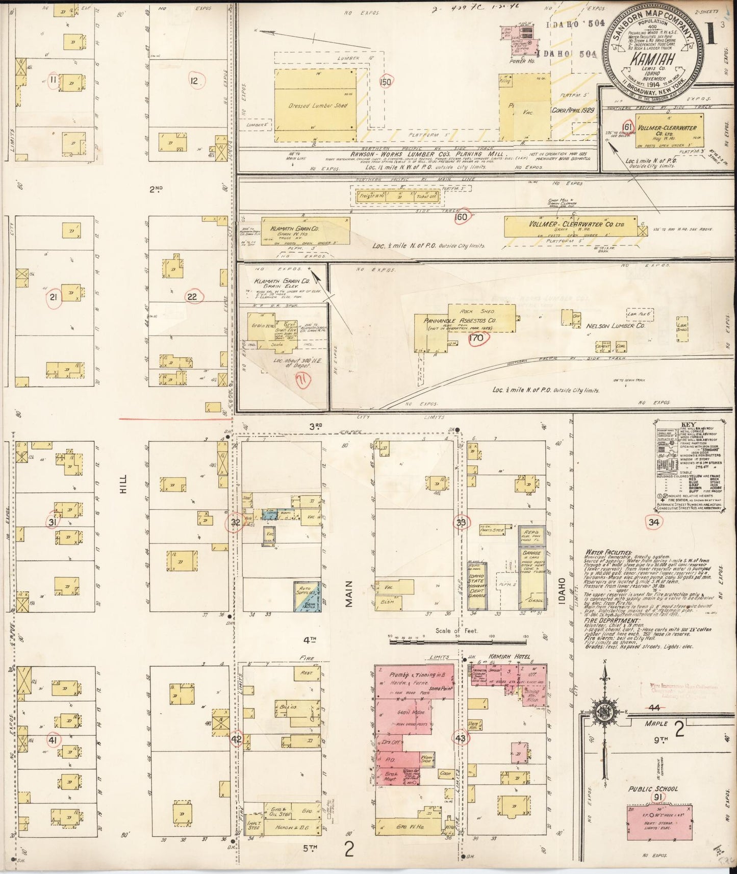 Sanborn Fire Insurance Map from Kamiah, Lewis County, Idaho. (1929) – Historic Sanborn Fire Insurance Map Print