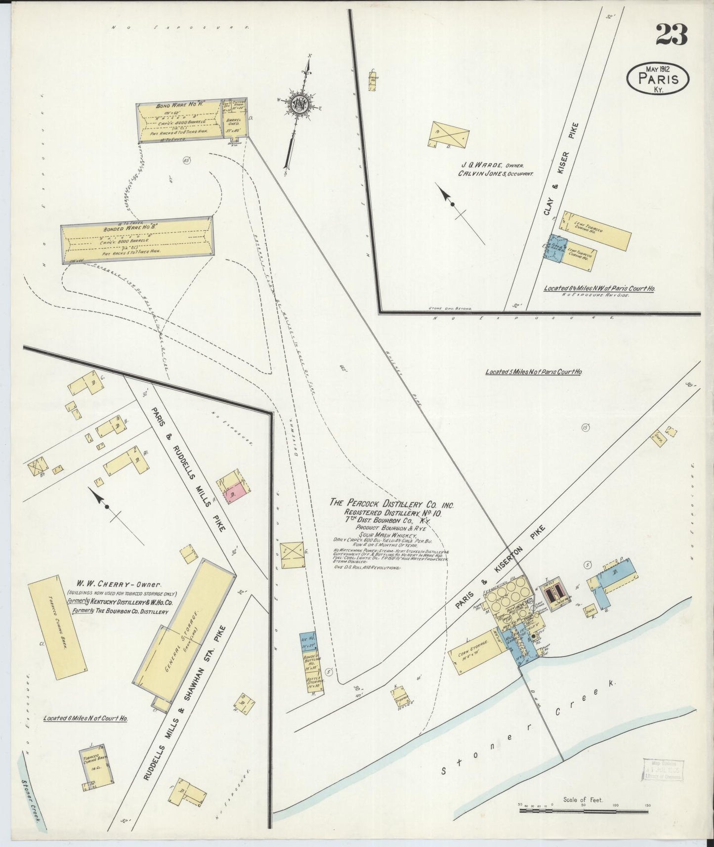 Sanborn Fire Insurance Map from Paris, Bourbon County, Kentucky (1912), Sheet #0023 - Complete Map Set gallery image, historic Sanborn map, vintage wall art, Kentucky Kentucky