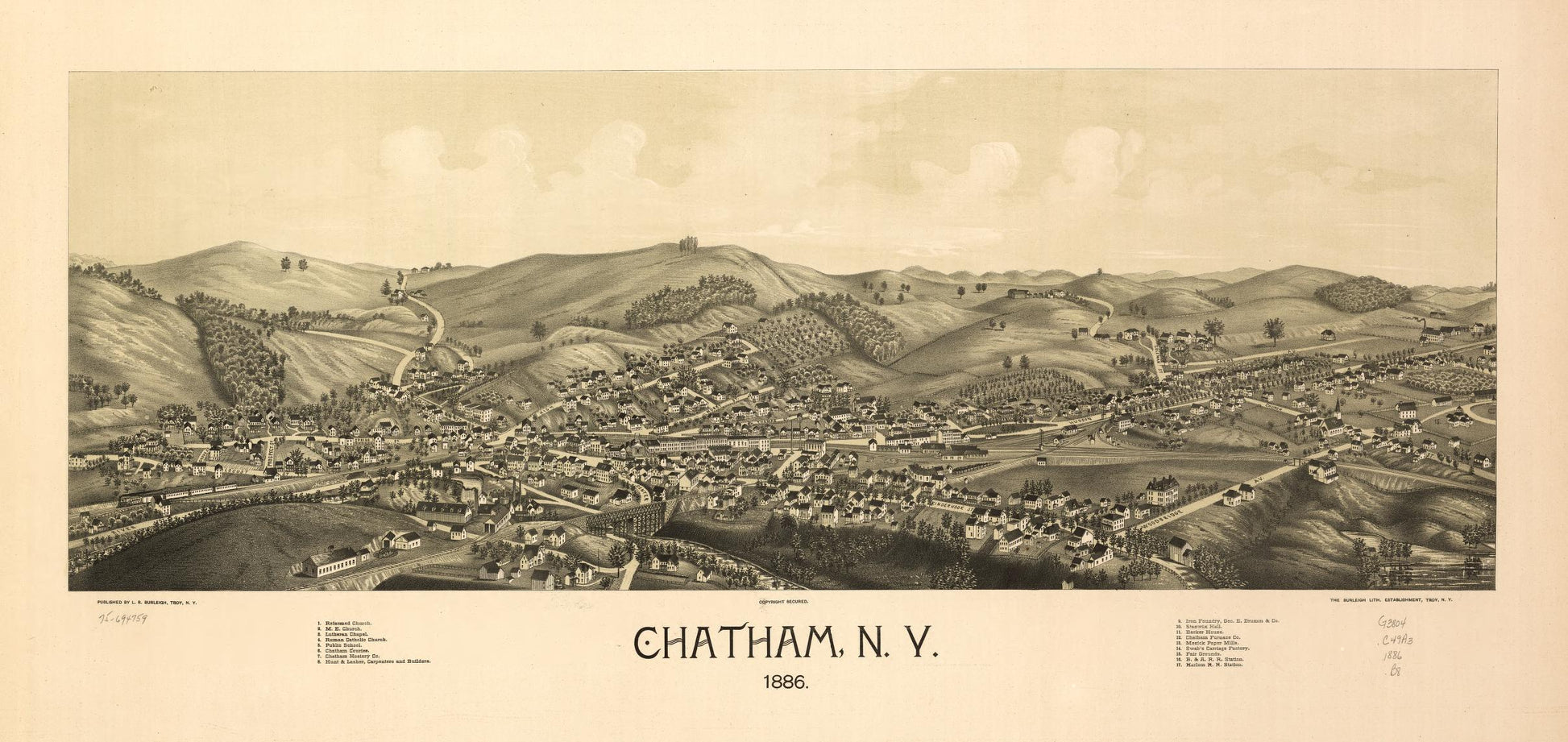 Chatham, N.Y. 1886. (1886) – Historic Bird’s-Eye View Panorama Print