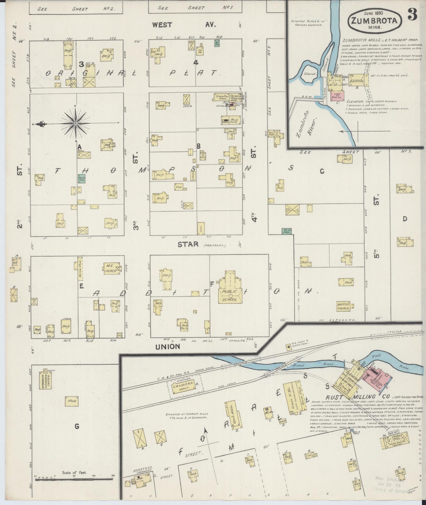 Sanborn Fire Insurance Map from Zumbrota, Goodhue County, Minnesota (1890), Sheet #0003 - Complete Map Set gallery image, historic Sanborn map, vintage wall art, Minnesota Minnesota
