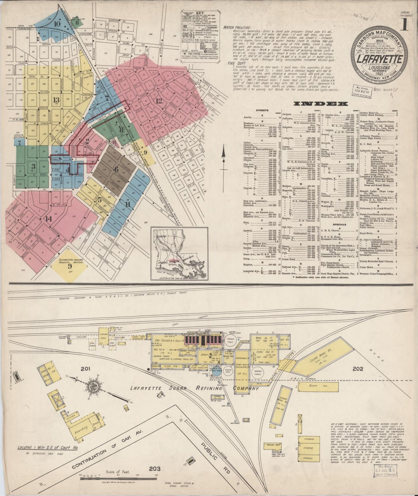 Sanborn Fire Insurance Map from Lafayette, Lafayette Parish, Louisiana. (1921) – Historic Sanborn Fire Insurance Map Print