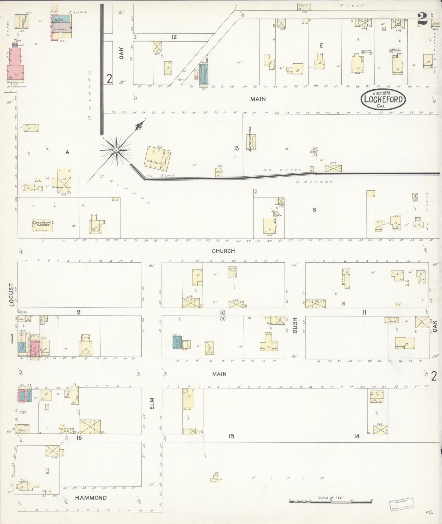 Sanborn Fire Insurance Map from Lockeford, San Joaquin County, California (1898), Sheet #0002 - Historic Sanborn Fire Insurance Map Print, vintage old map wall art, antique decor, genealogy gift, California California map