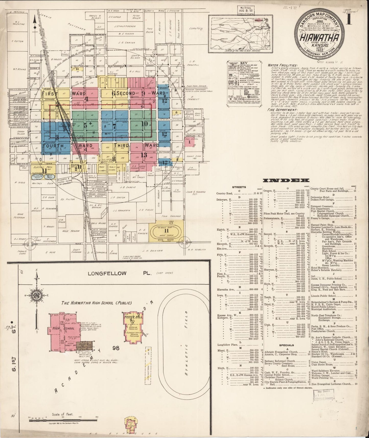 Sanborn Fire Insurance Map from Hiawatha, Brown County, Kansas. (1922) – Historic Sanborn Fire Insurance Map Print