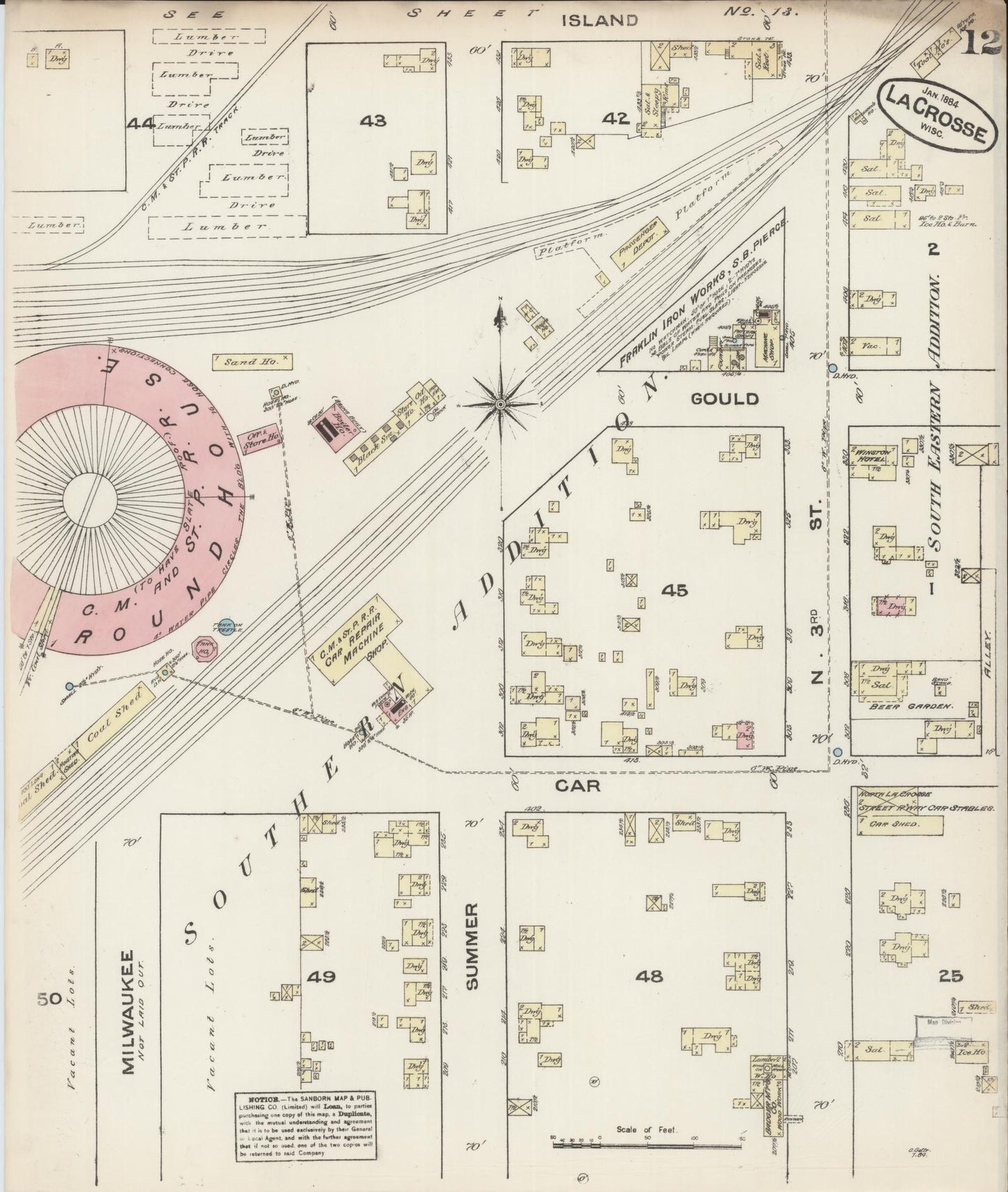 Sanborn Fire Insurance Map from La Crosse, La Crosse County, Wisconsin (1884), Sheet #0012 - Historic Sanborn Fire Insurance Map Print, vintage old map wall art, antique decor, genealogy gift, Wisconsin Wisconsin map
