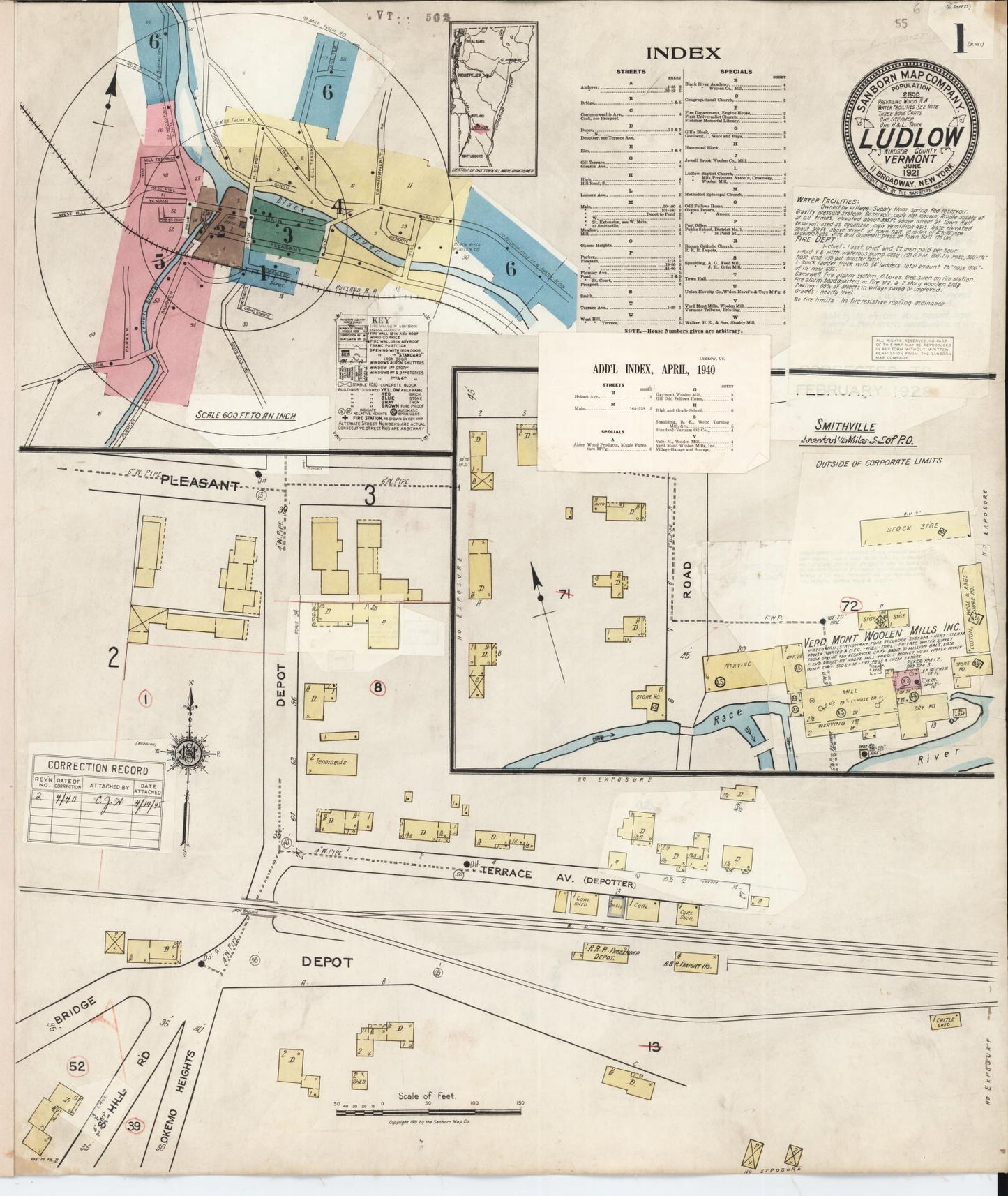 Sanborn Fire Insurance Map from Ludlow, Windsor County, Vermont. (1940) – Historic Sanborn Fire Insurance Map Print
