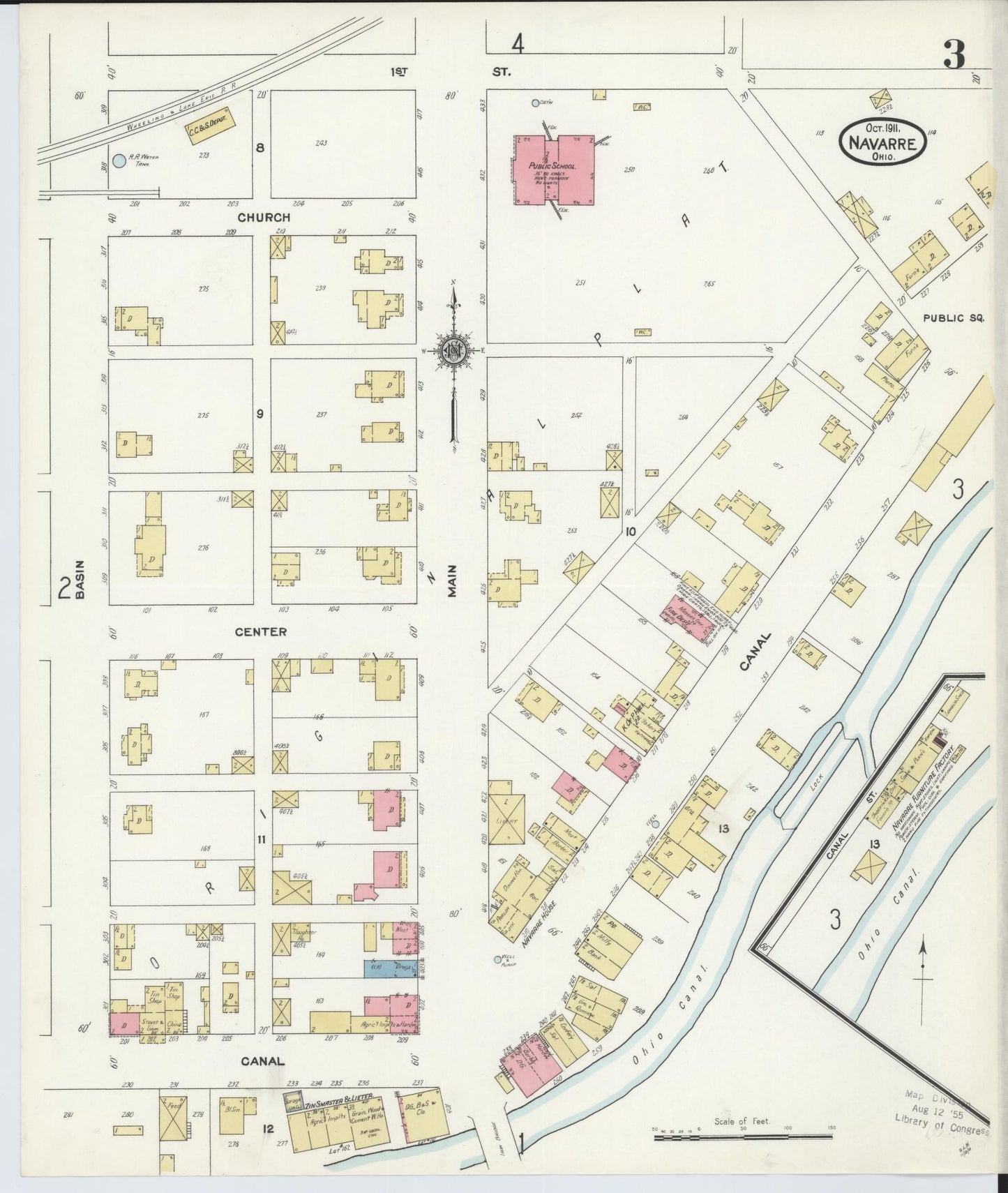 Sanborn Fire Insurance Map from Navarre, Stark County, Ohio (1911), Sheet #0003 - Historic Sanborn Fire Insurance Map Print, vintage old map wall art, antique decor, genealogy gift, Ohio Ohio map