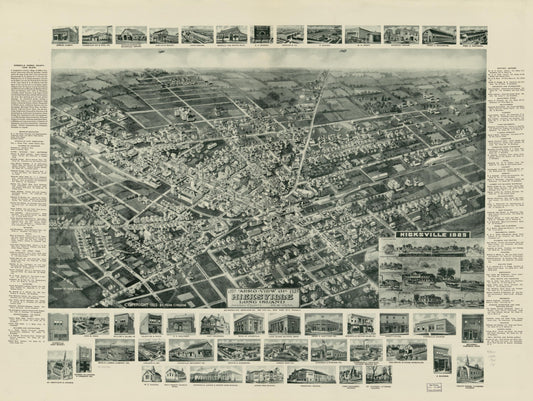 1925 aero-view of Hicksville, Long Island, Nassau County, New York. (1925) – Historic Bird’s-Eye View Panorama Print
