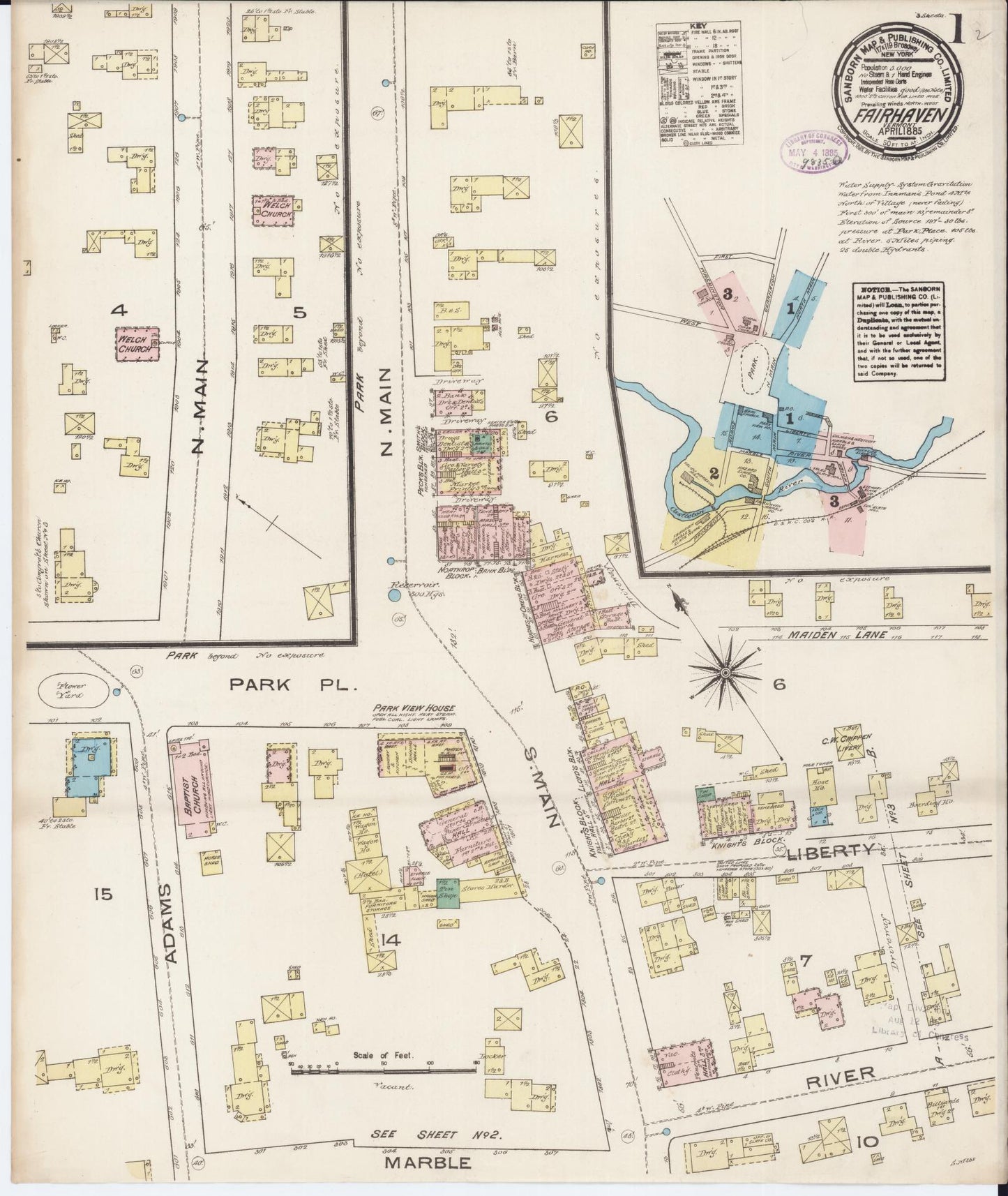 Sanborn Fire Insurance Map from Fair Haven, Rutland County, Vermont. (1885) – Historic Sanborn Fire Insurance Map Print