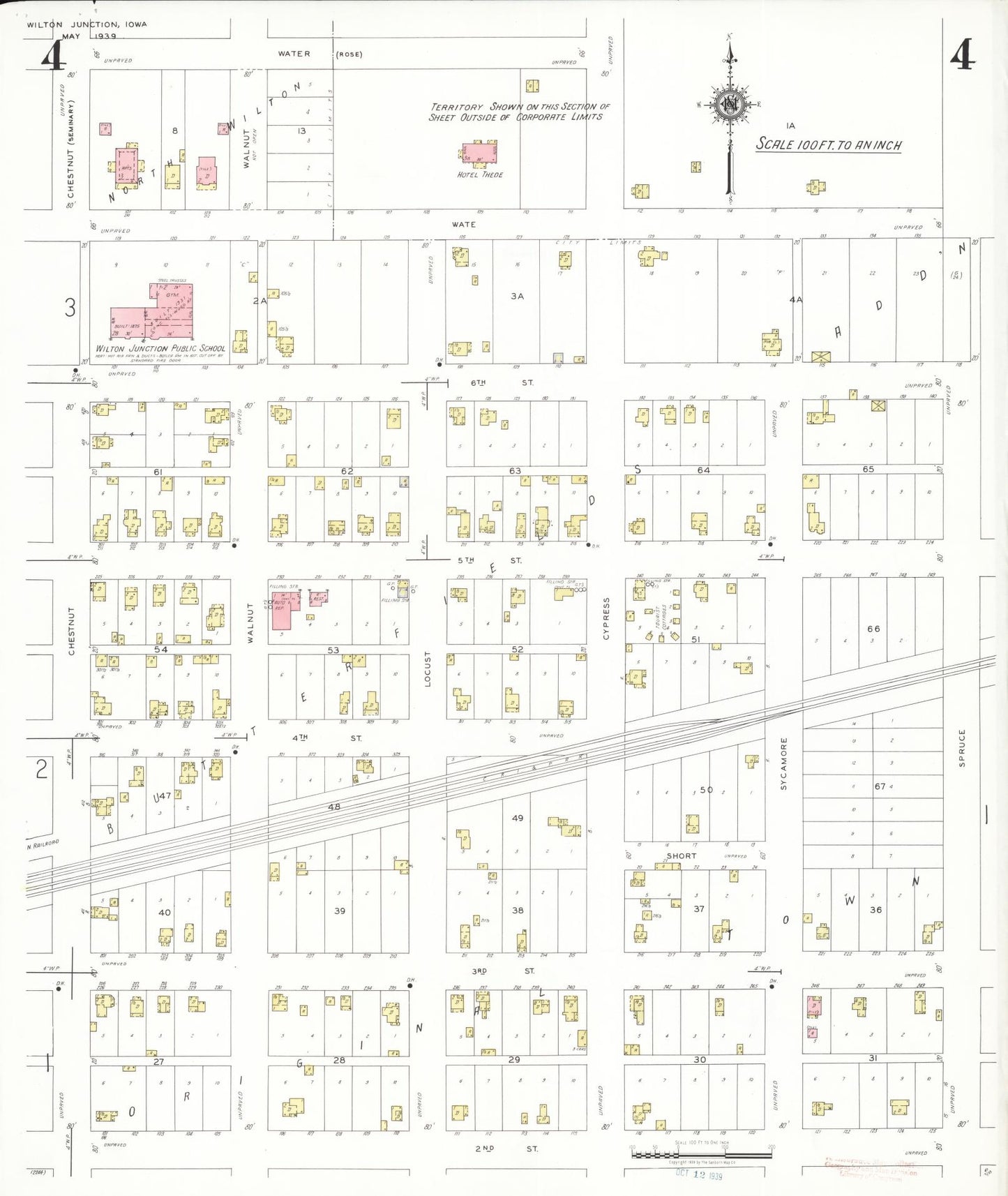 Sanborn Fire Insurance Map from Wilton Junction, Muscatine County, Iowa (1939), Sheet #0004 - Historic Sanborn Fire Insurance Map Print