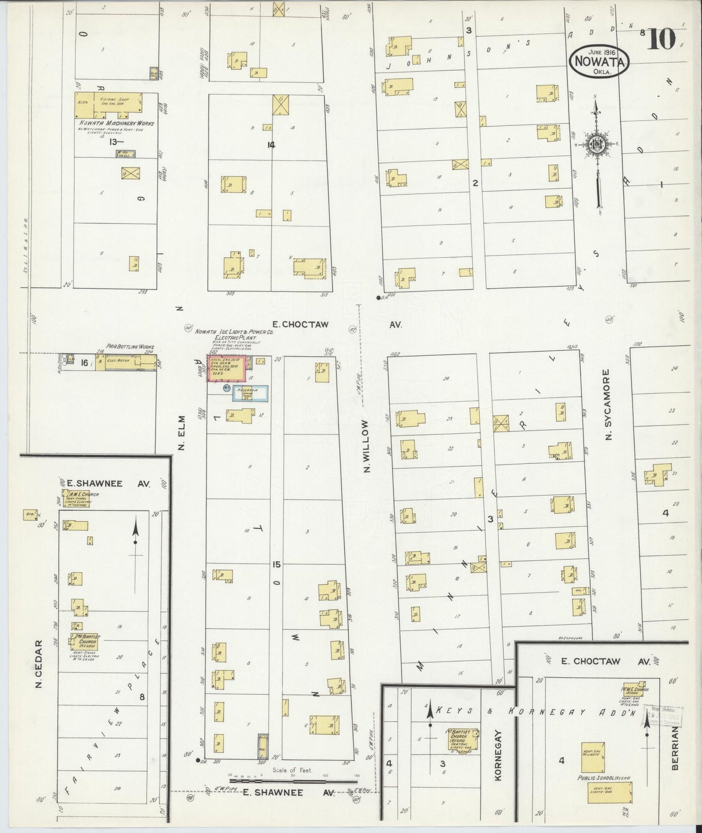 Sanborn Fire Insurance Map from Nowata, Nowata County, Oklahoma (1916), Sheet #0010 - Historic Sanborn Fire Insurance Map Print, vintage old map wall art, antique decor, genealogy gift, Oklahoma Oklahoma map