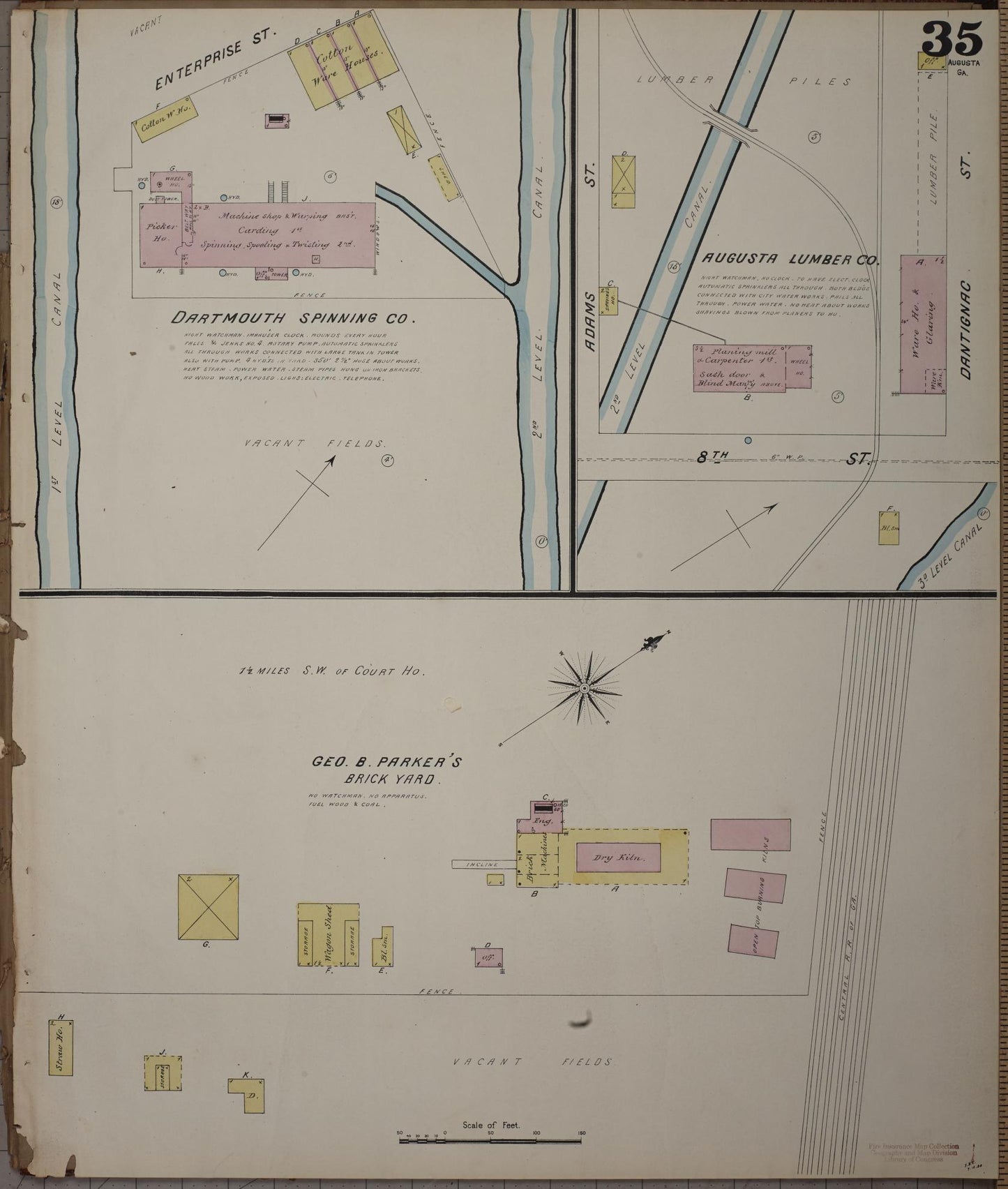 Sanborn Fire Insurance Map from Augusta, Richmond County, Georgia (1890), Sheet #0035 - Complete Map Set gallery image, historic Sanborn map, vintage wall art, Georgia Georgia