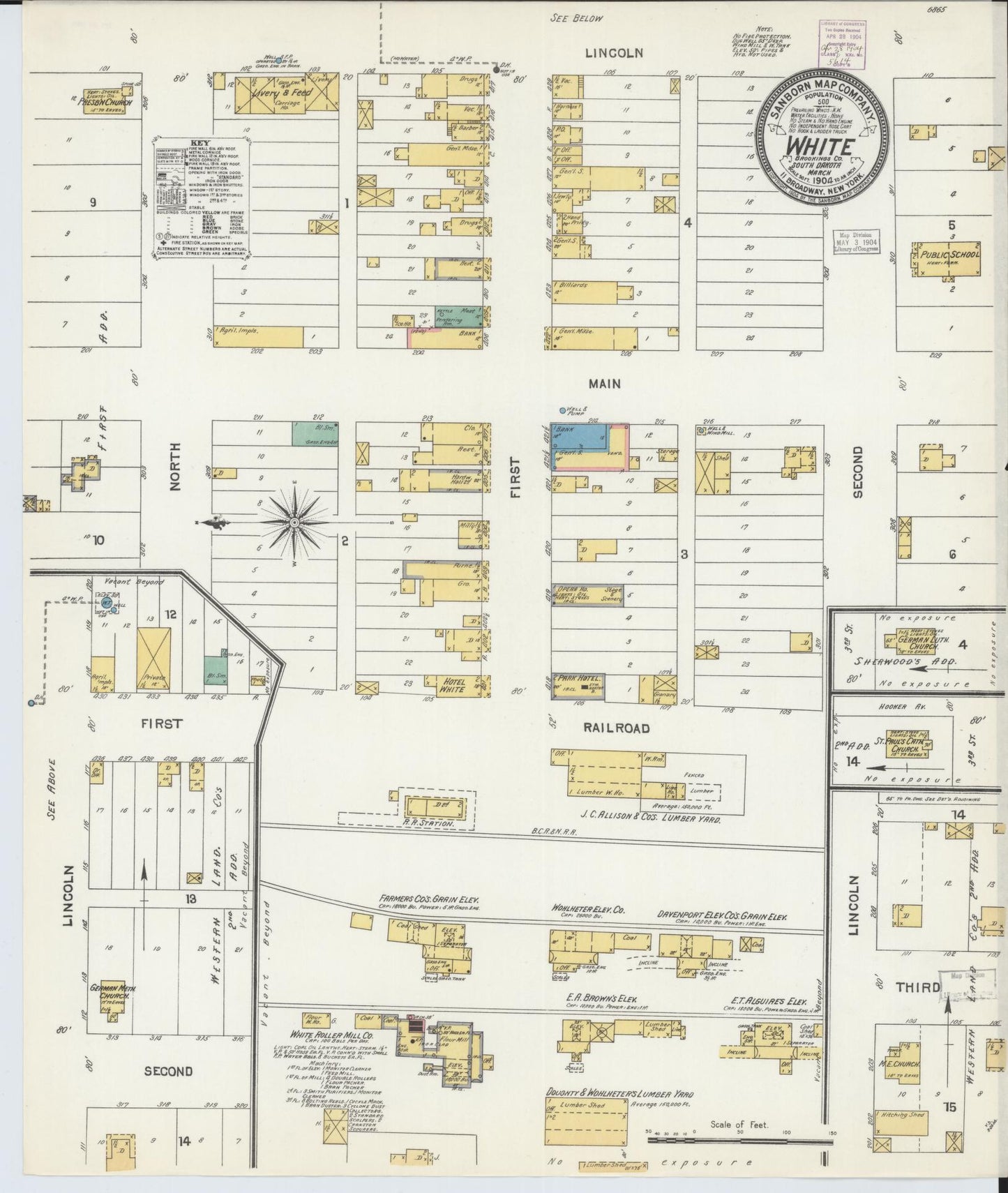 Sanborn Fire Insurance Map from White, Brookings County, South Dakota (1904), Sheet #0001 - Historic Sanborn Fire Insurance Map Print, vintage old map wall art, antique decor, genealogy gift, South Dakota South Dakota map