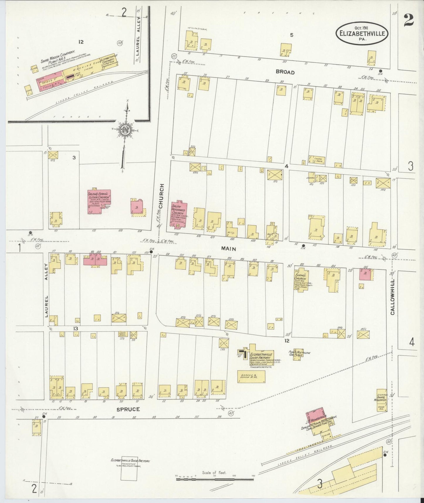 Sanborn Fire Insurance Map from Elizabethville, Dauphin County, Pennsylvania (1911), Sheet #0002 - Historic Sanborn Fire Insurance Map Print, vintage old map wall art, antique decor, genealogy gift, Pennsylvania Pennsylvania map