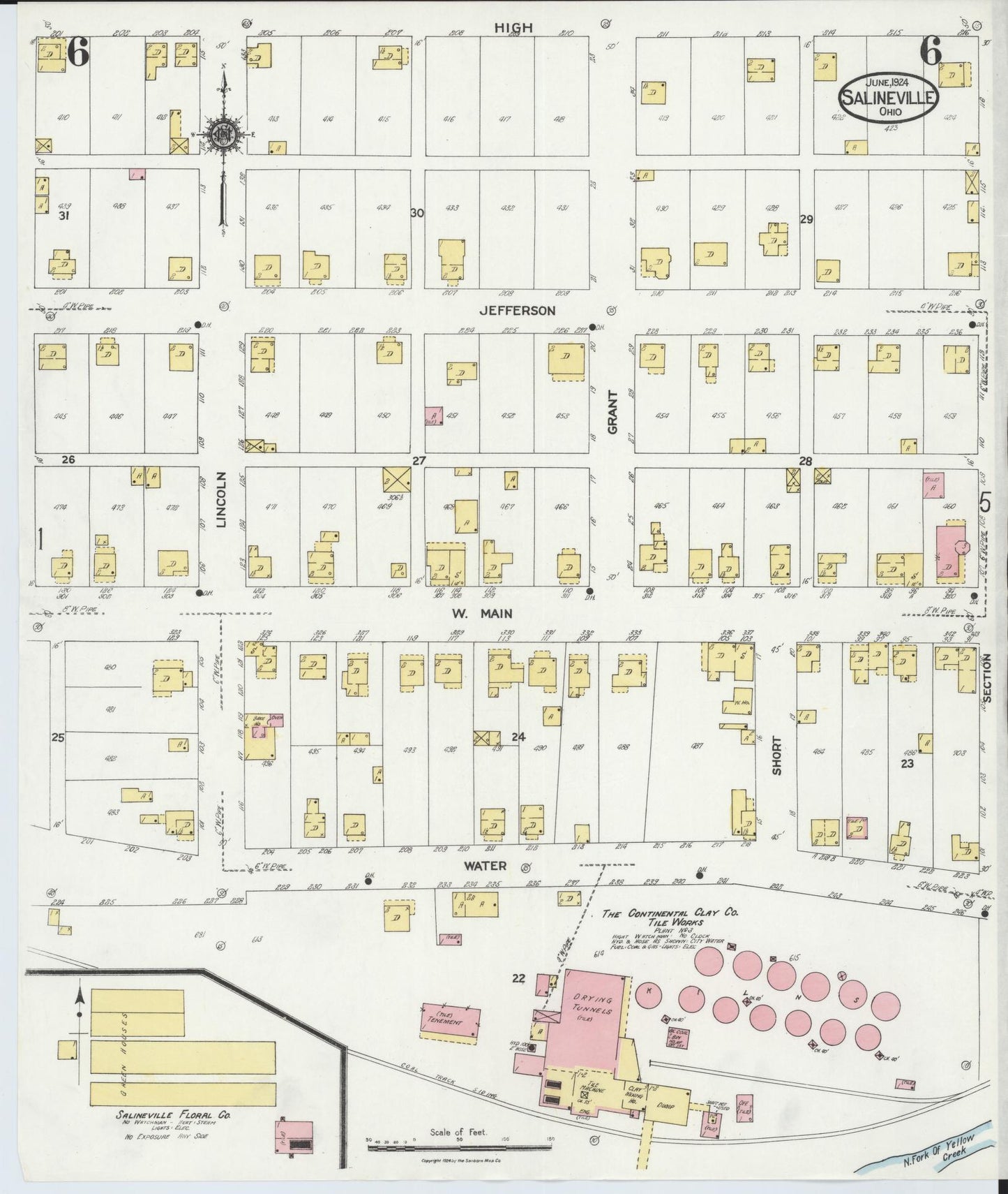 Sanborn Fire Insurance Map from Salineville, Columbiana County, Ohio (1924), Sheet #0006 - Complete Map Set gallery image, historic Sanborn map, vintage wall art, Ohio Ohio